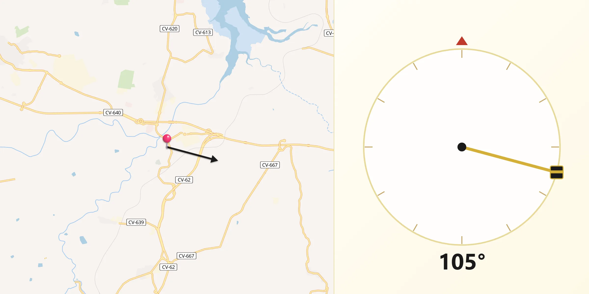 Dirección de la Qibla desde Montaverner