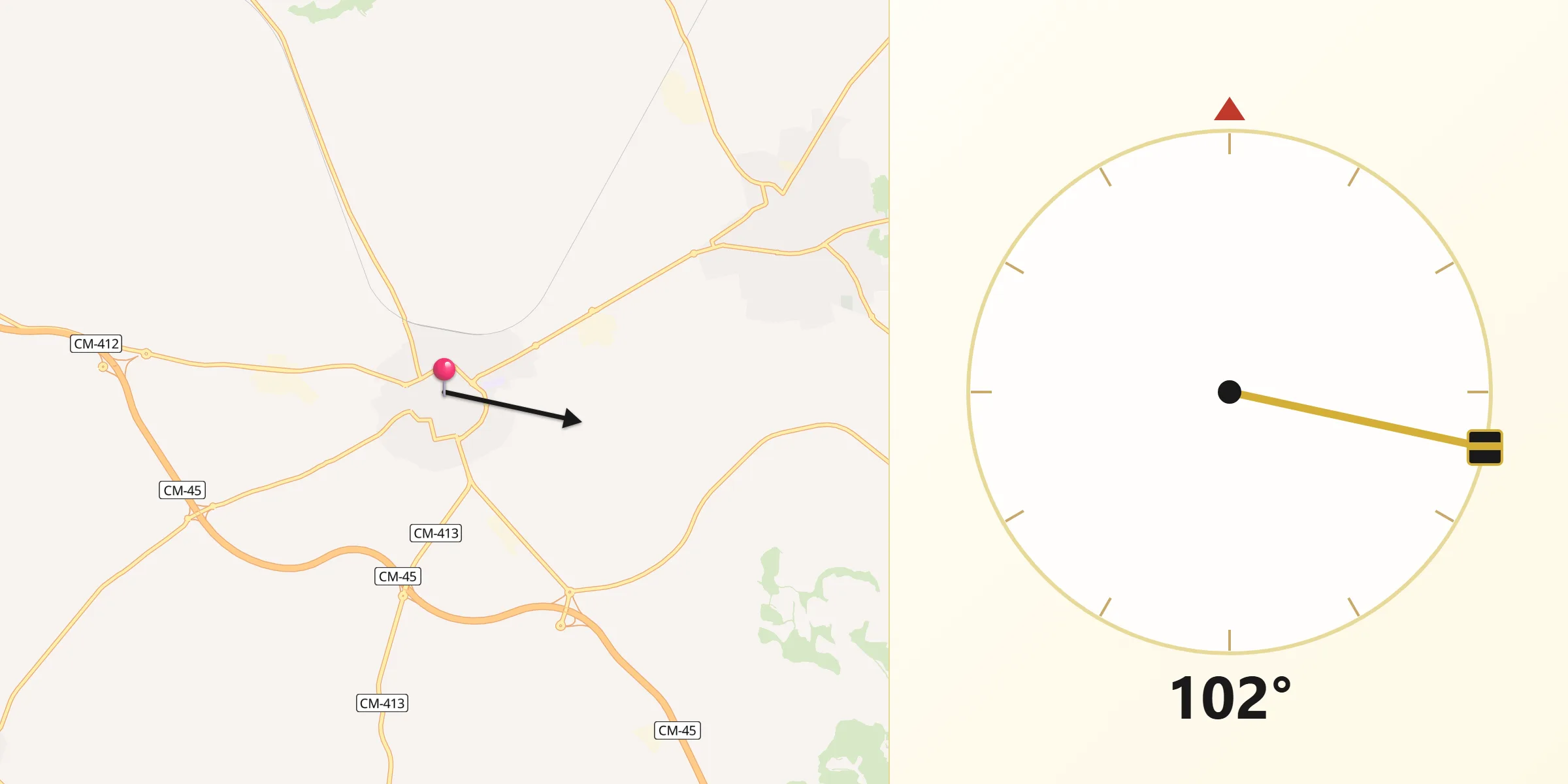 Dirección de la Qibla desde Almagro