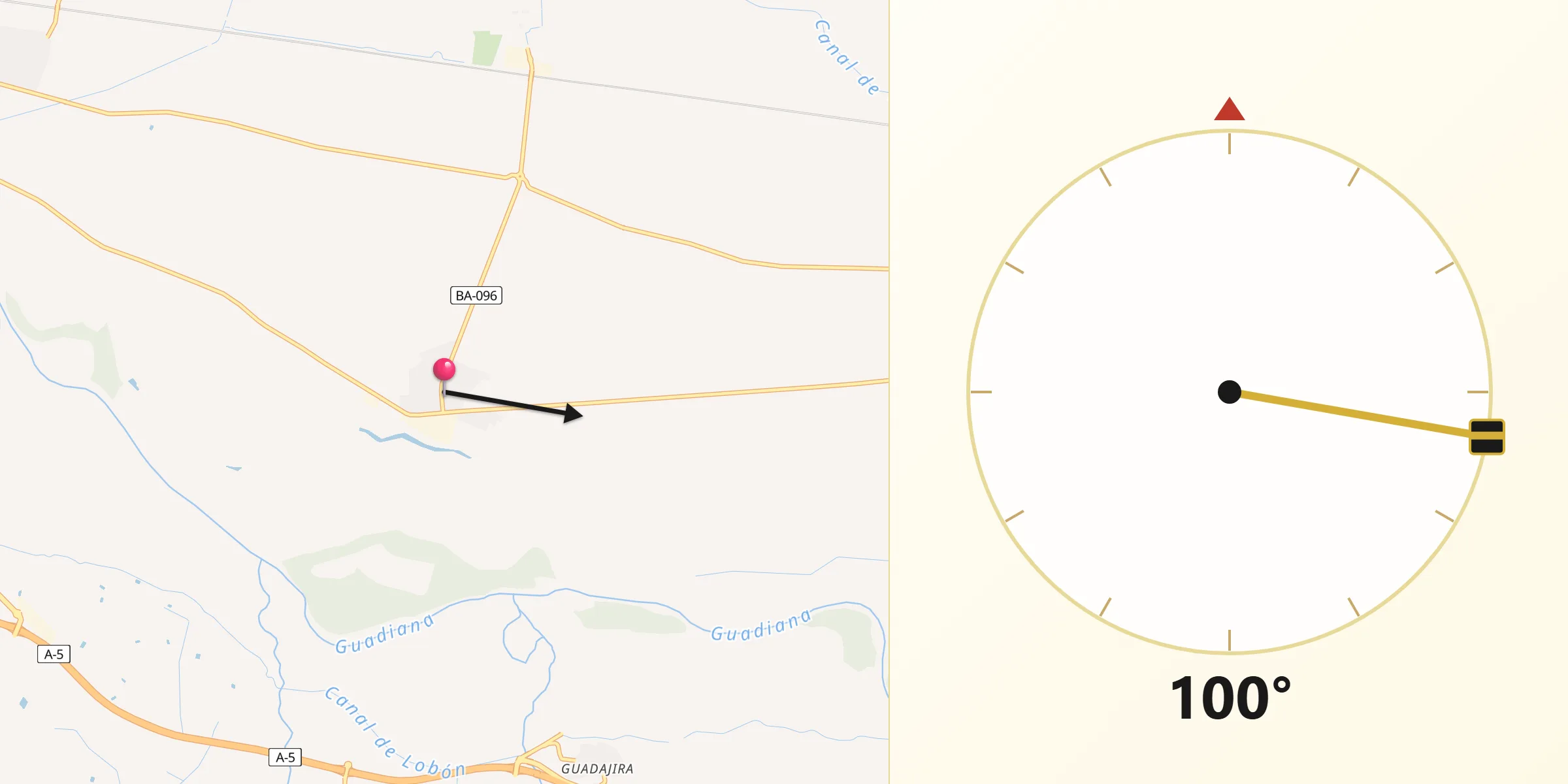 Dirección de la Qibla desde Valdelacalzada
