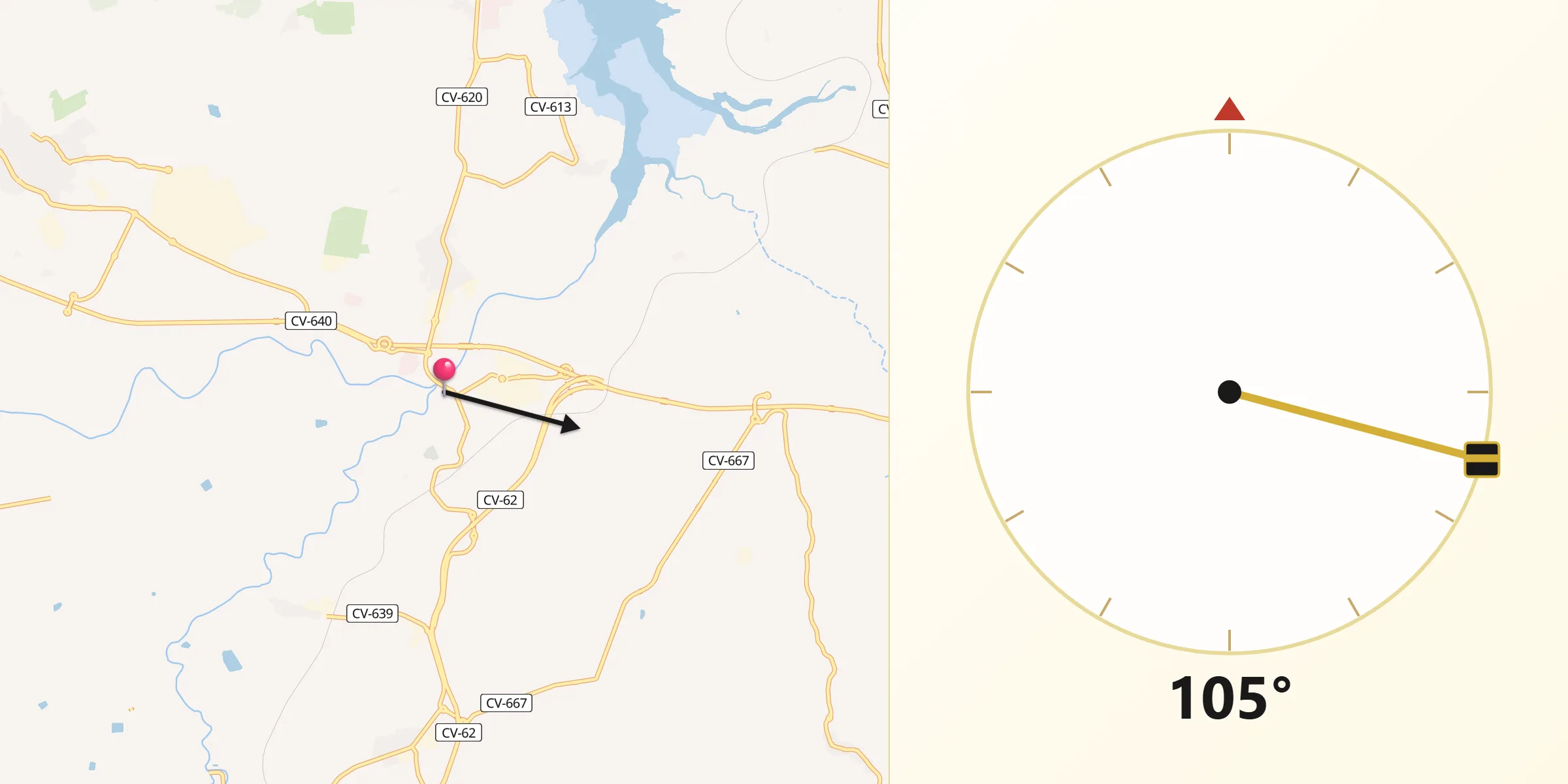 Dirección de la Qibla desde Montaberner