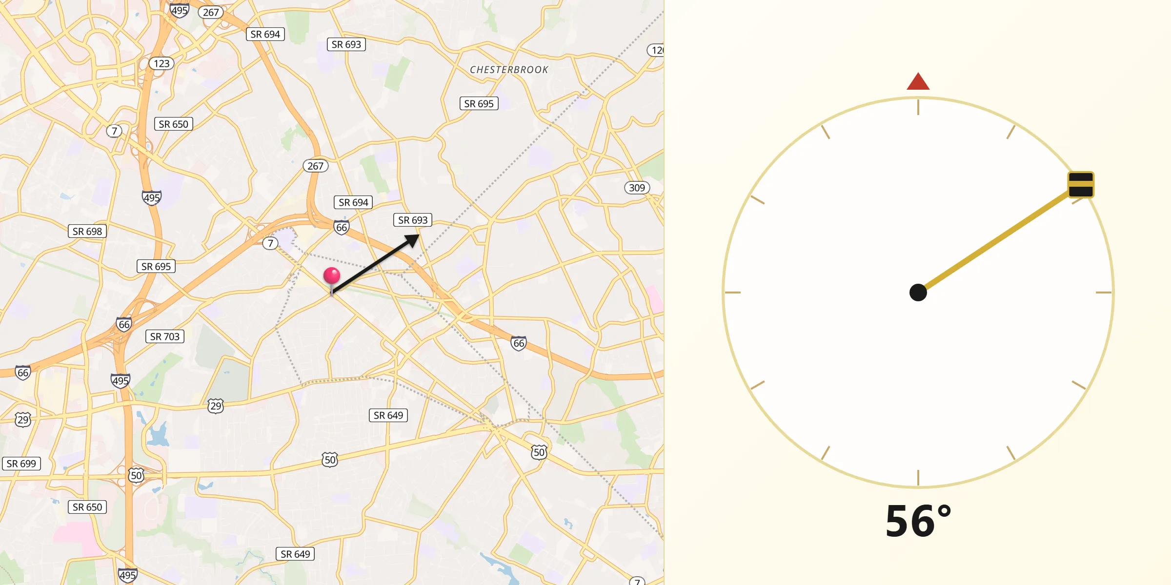 Qibla Direction from West Falls Church