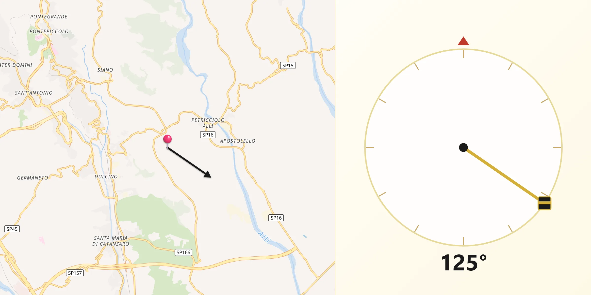 Direzione della Qibla da Cava-Cuculera Nobile
