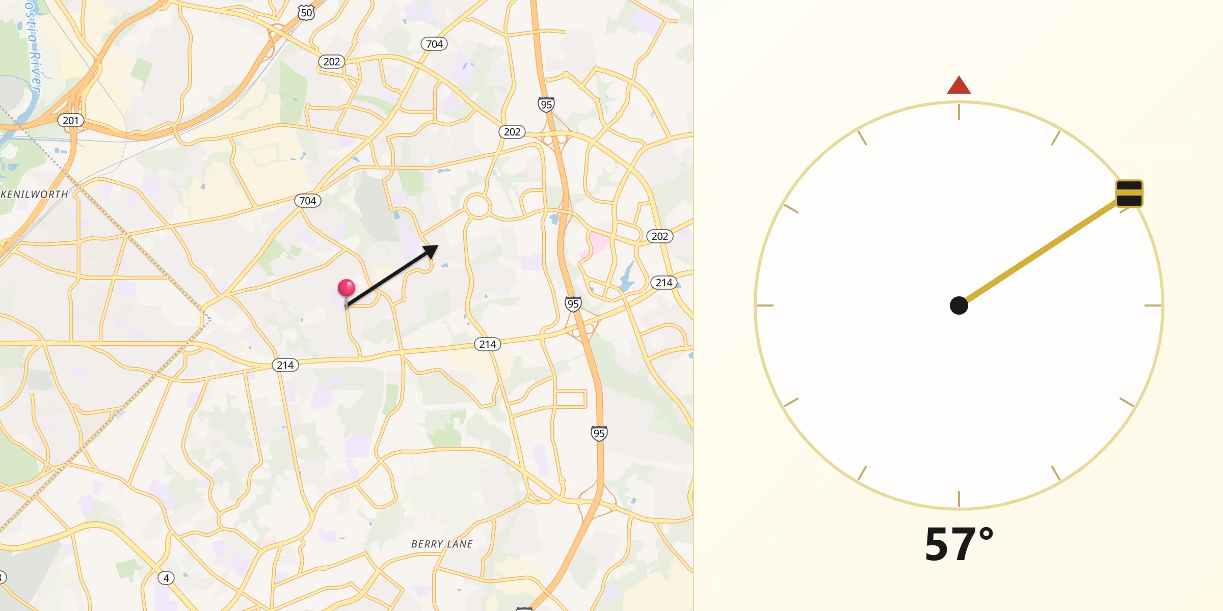 Qibla Direction from Peppermill Village