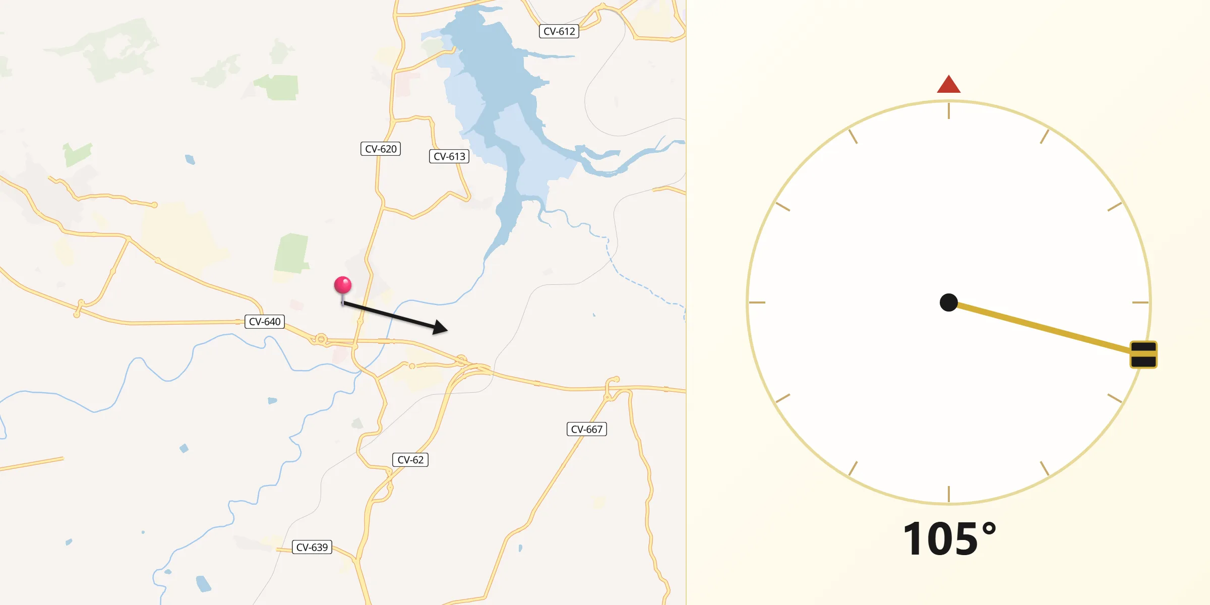 Dirección de la Qibla desde Alfarrasí