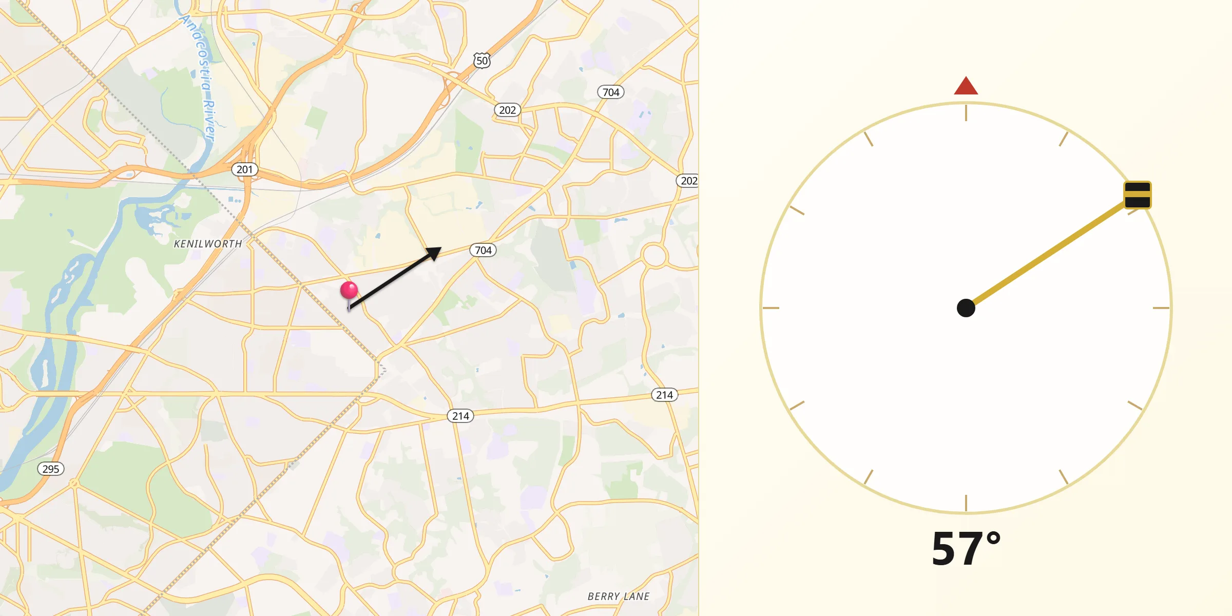 Qibla Direction from Fairmount Heights
