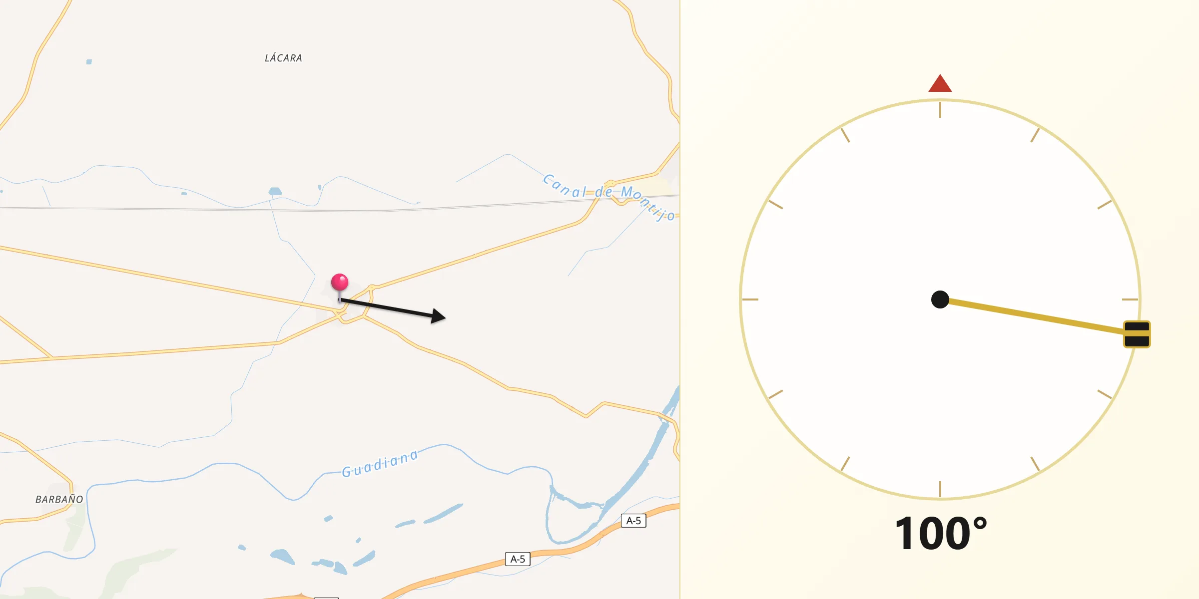 Dirección de la Qibla desde Torremayor