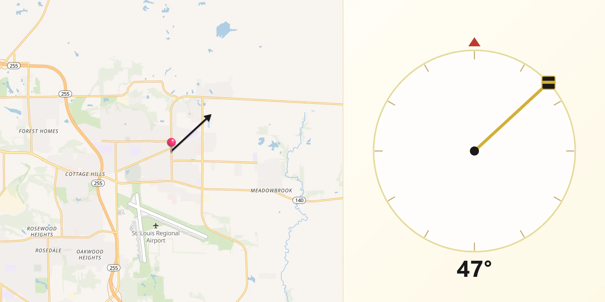 Qibla Direction from Bethalto