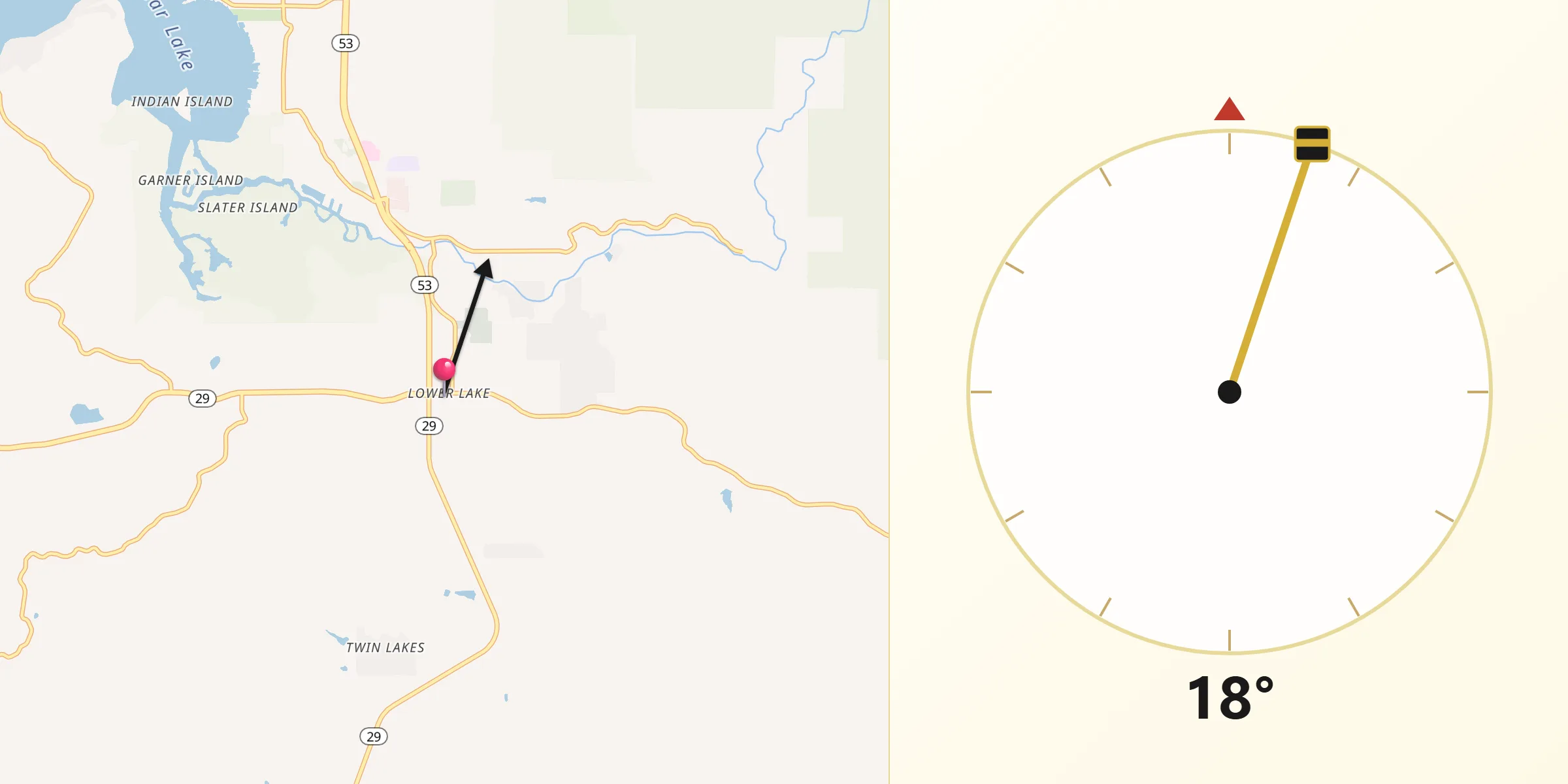 Qibla Direction from Lower Lake