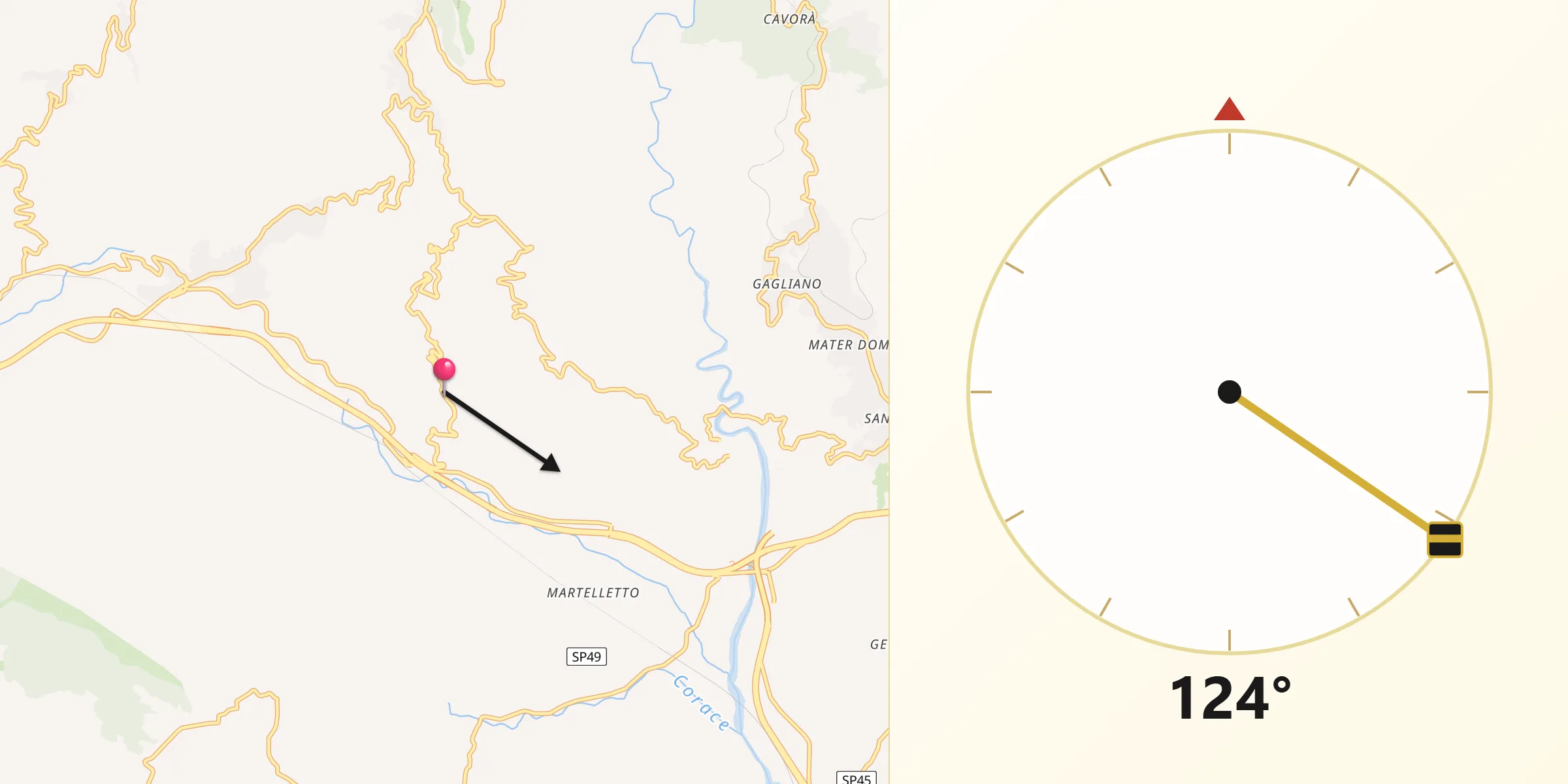 Direzione della Qibla da Settingiano