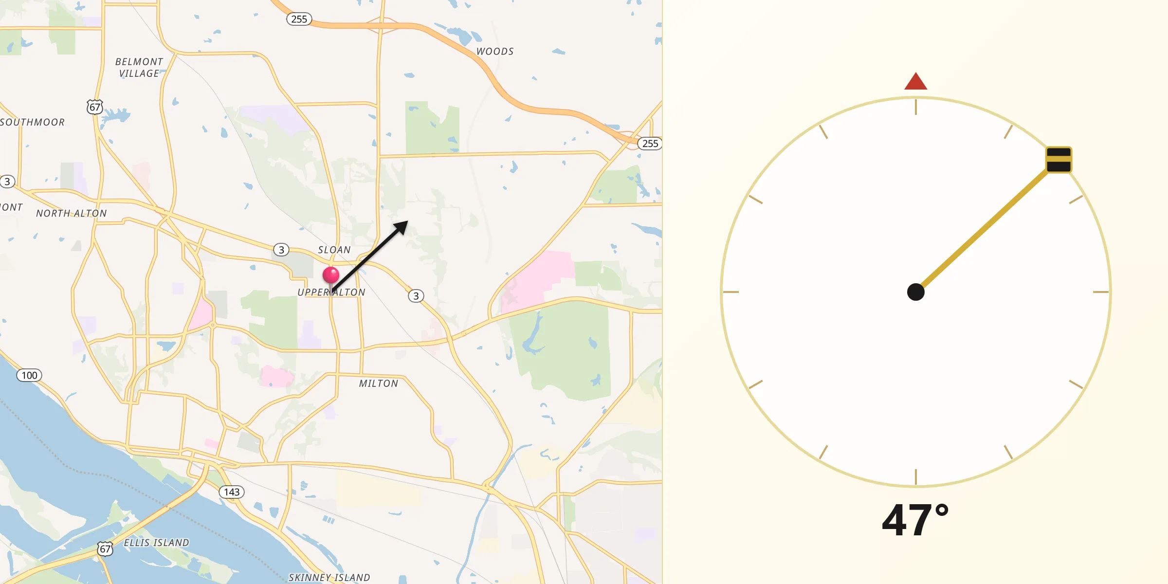 Qibla Direction from Upper Alton