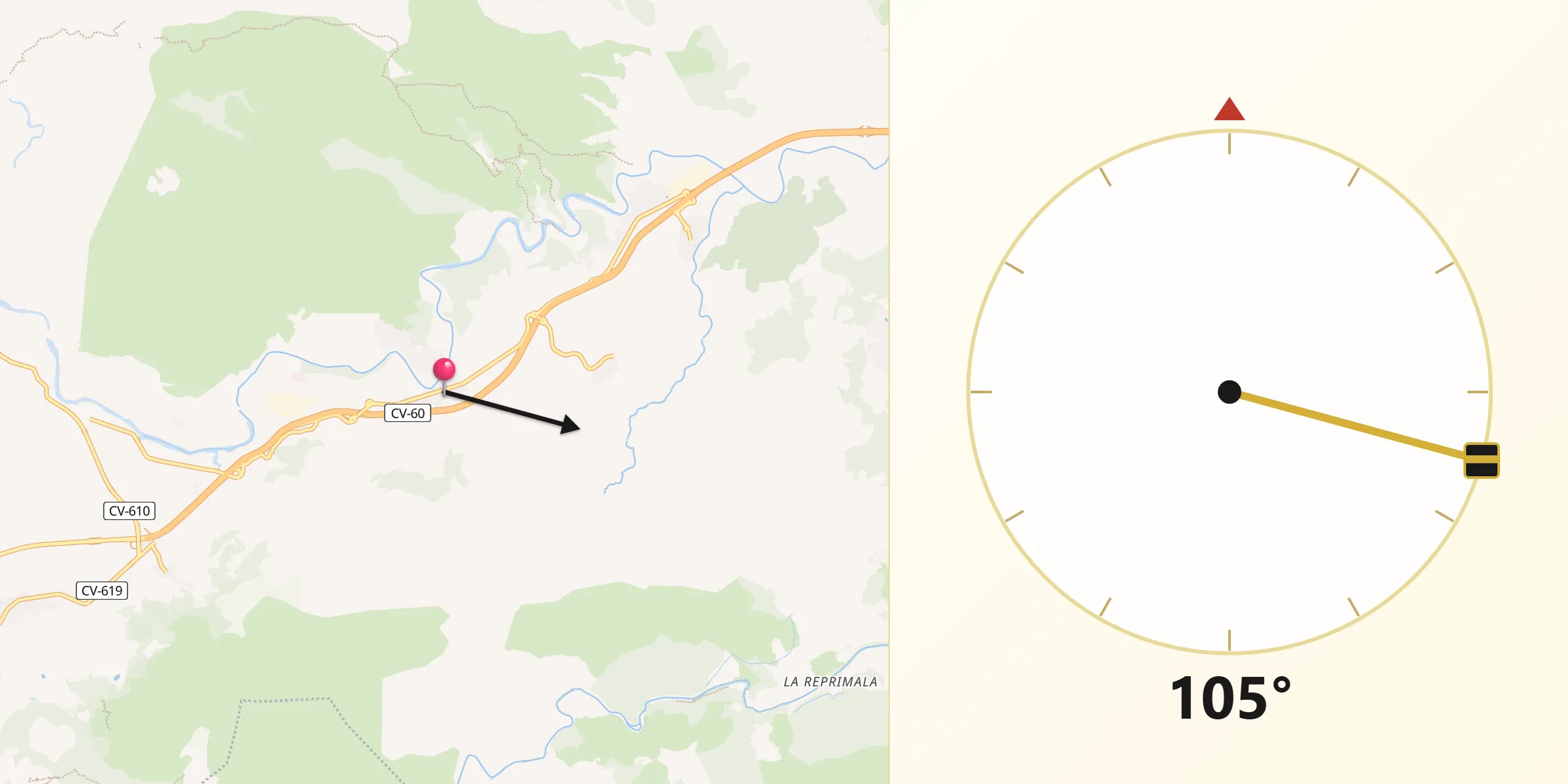 Dirección de la Qibla desde Llocnou de Sant Jeroni