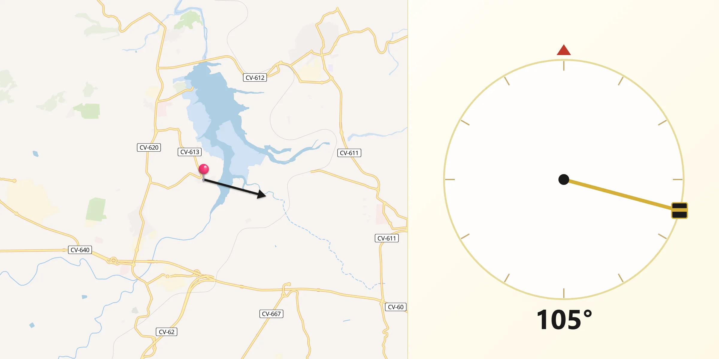 Dirección de la Qibla desde Benisuera