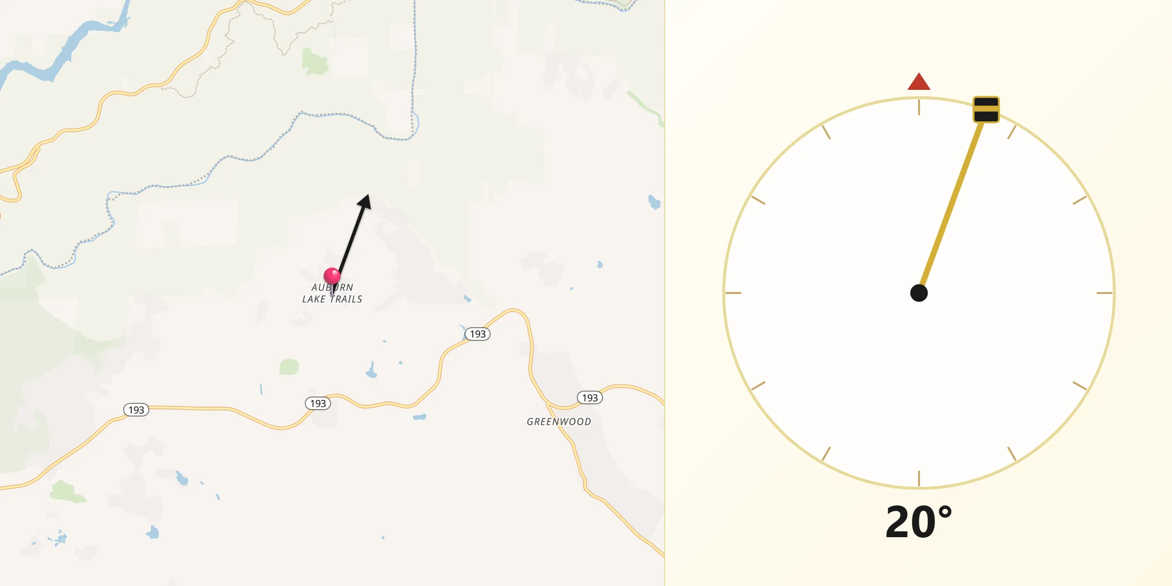 Qibla Direction from Auburn Lake Trails
