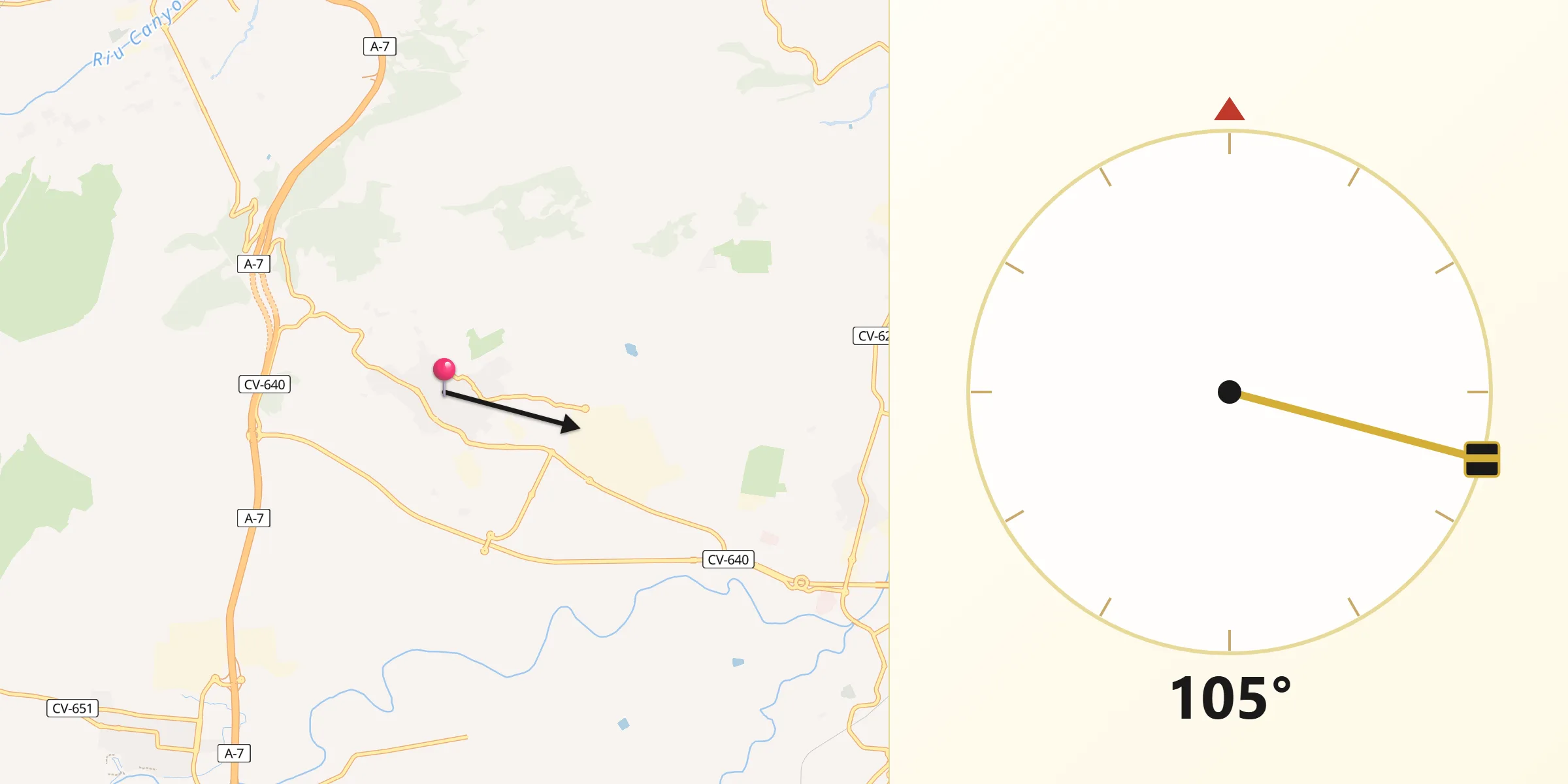 Dirección de la Qibla desde Olleria l