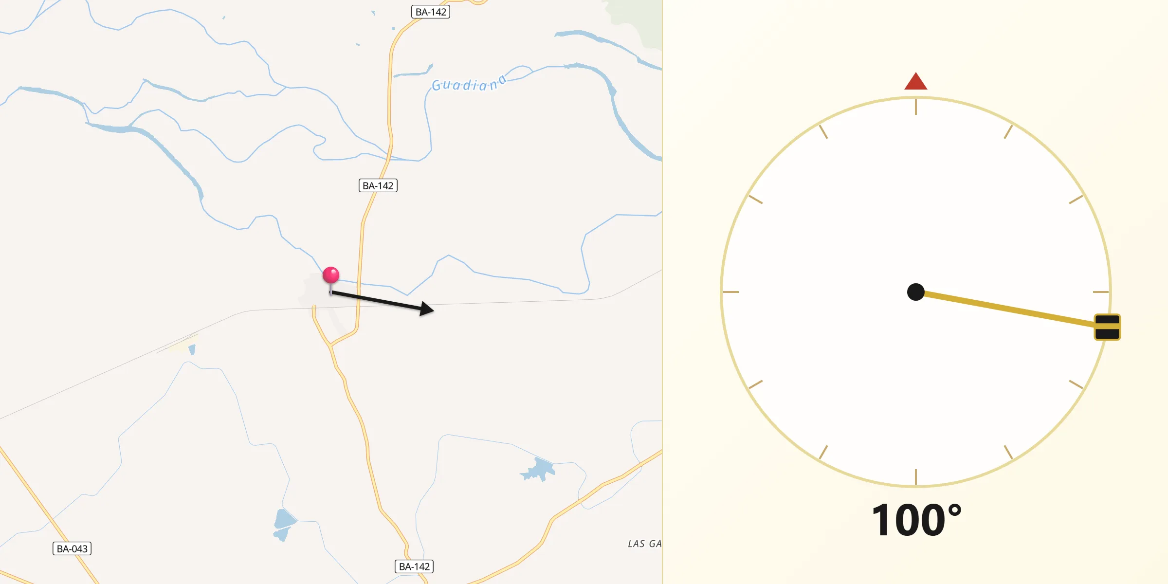 Dirección de la Qibla desde Valdetorres