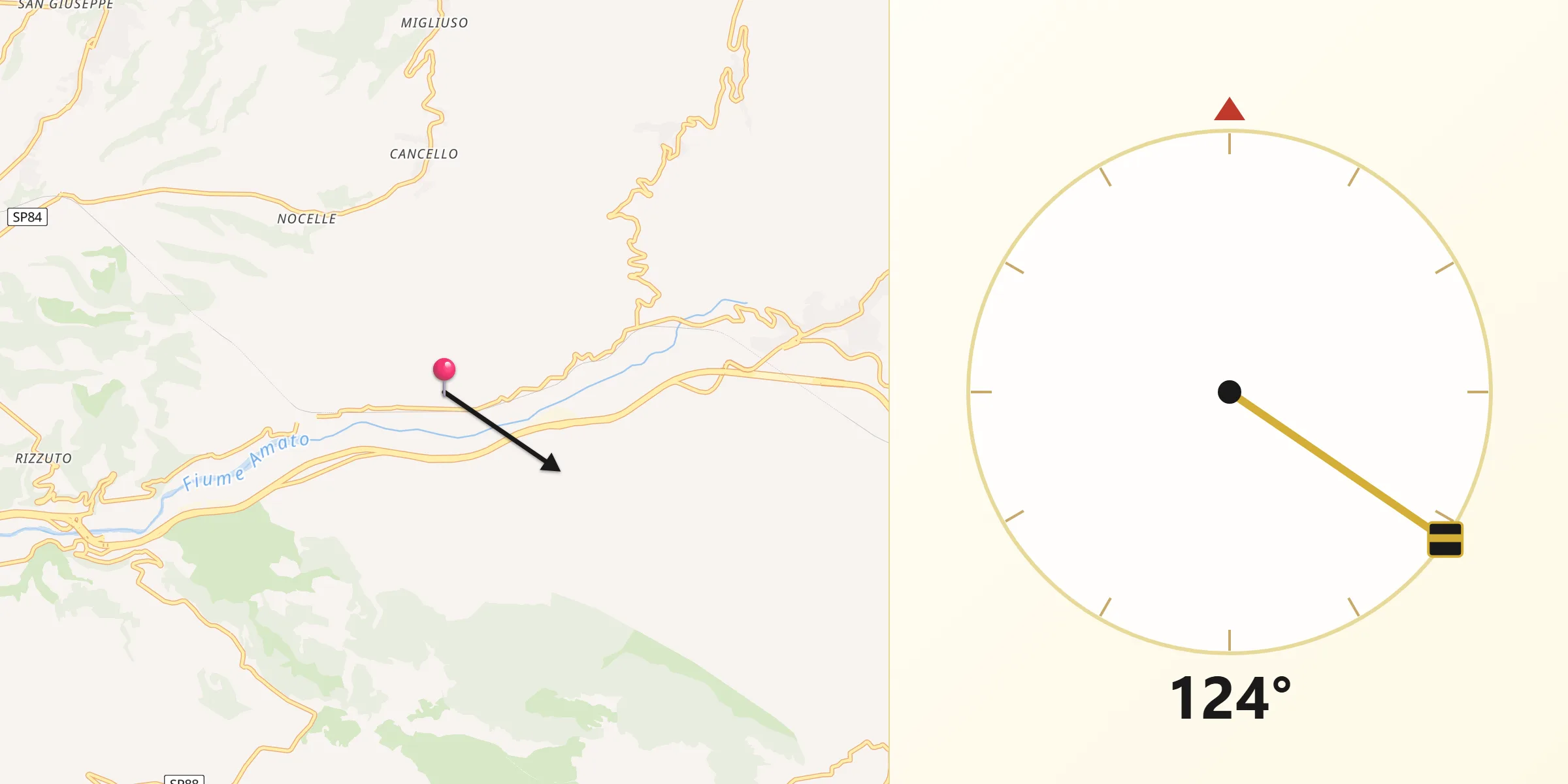 Direzione della Qibla da Provincia di Catanzaro
