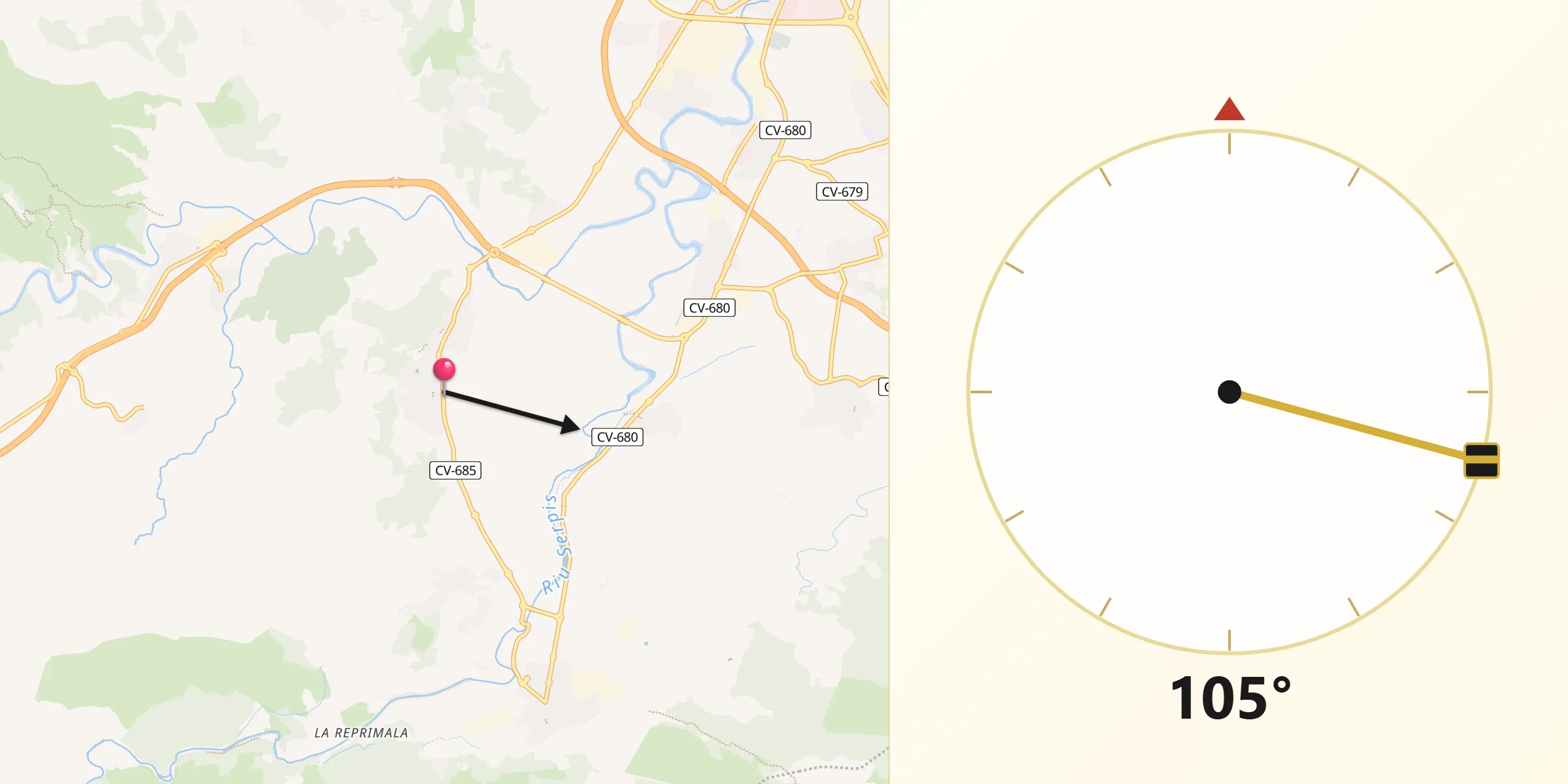Dirección de la Qibla desde Ador