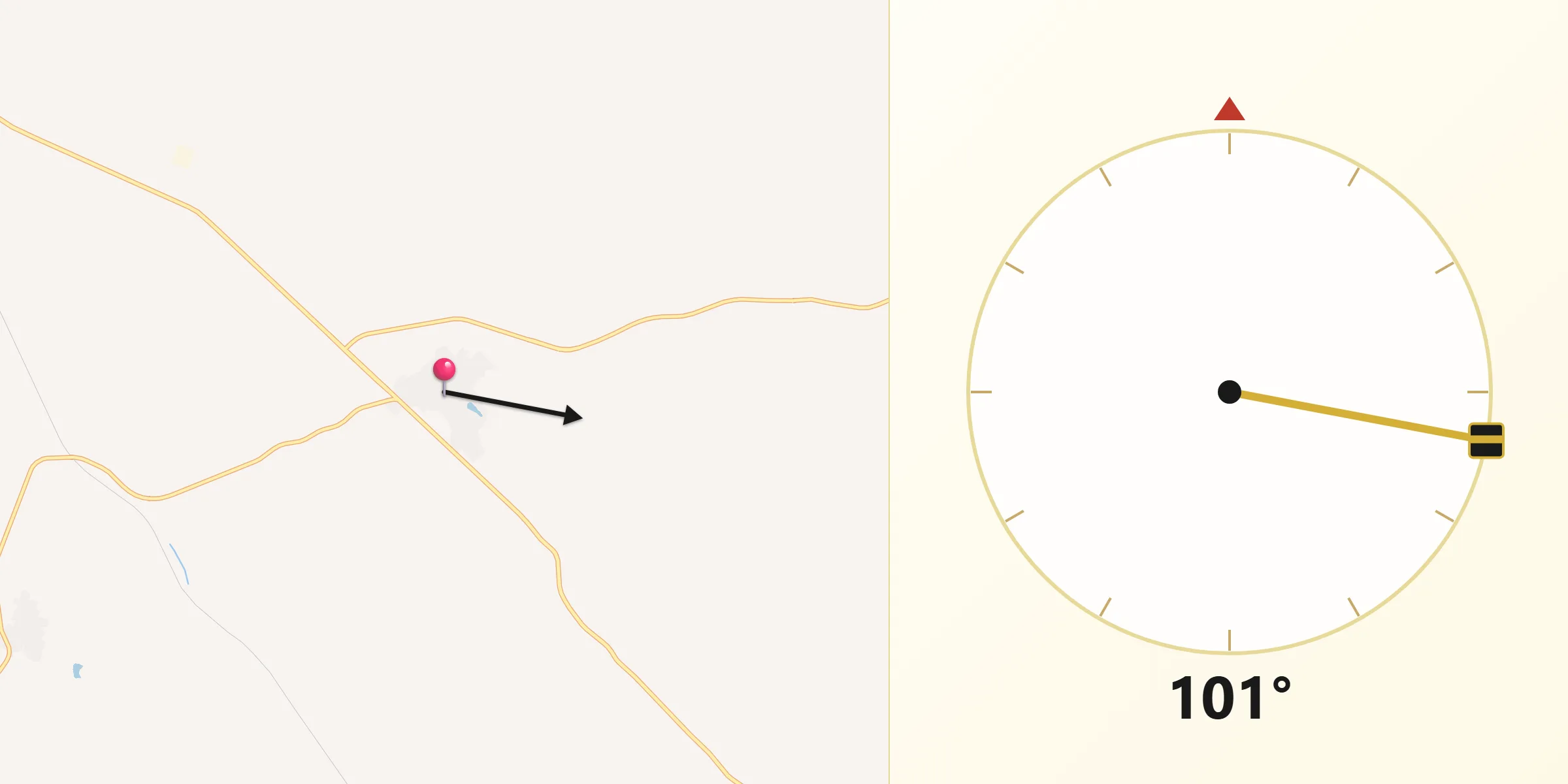 Dirección de la Qibla desde La Coronada