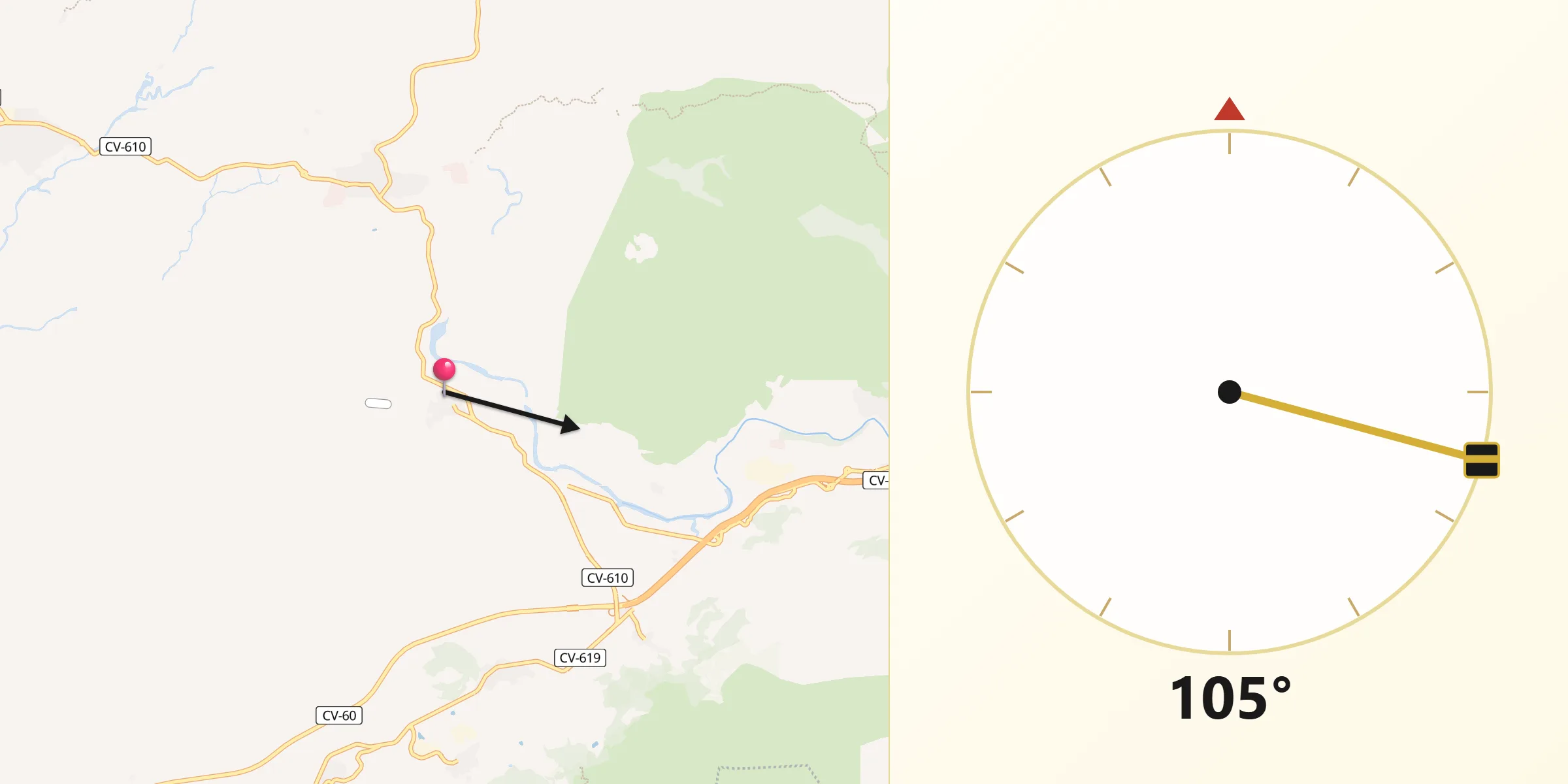 Dirección de la Qibla desde Benicolet