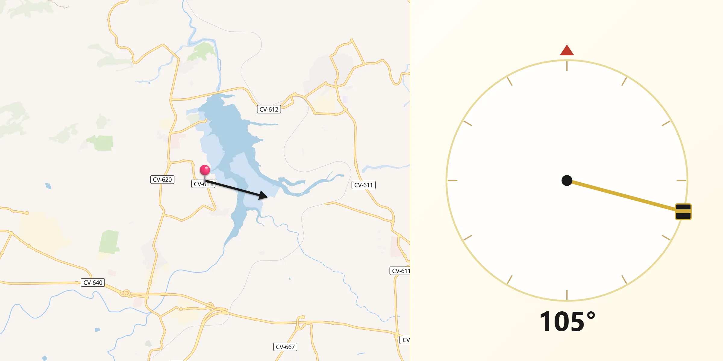 Dirección de la Qibla desde Sempere