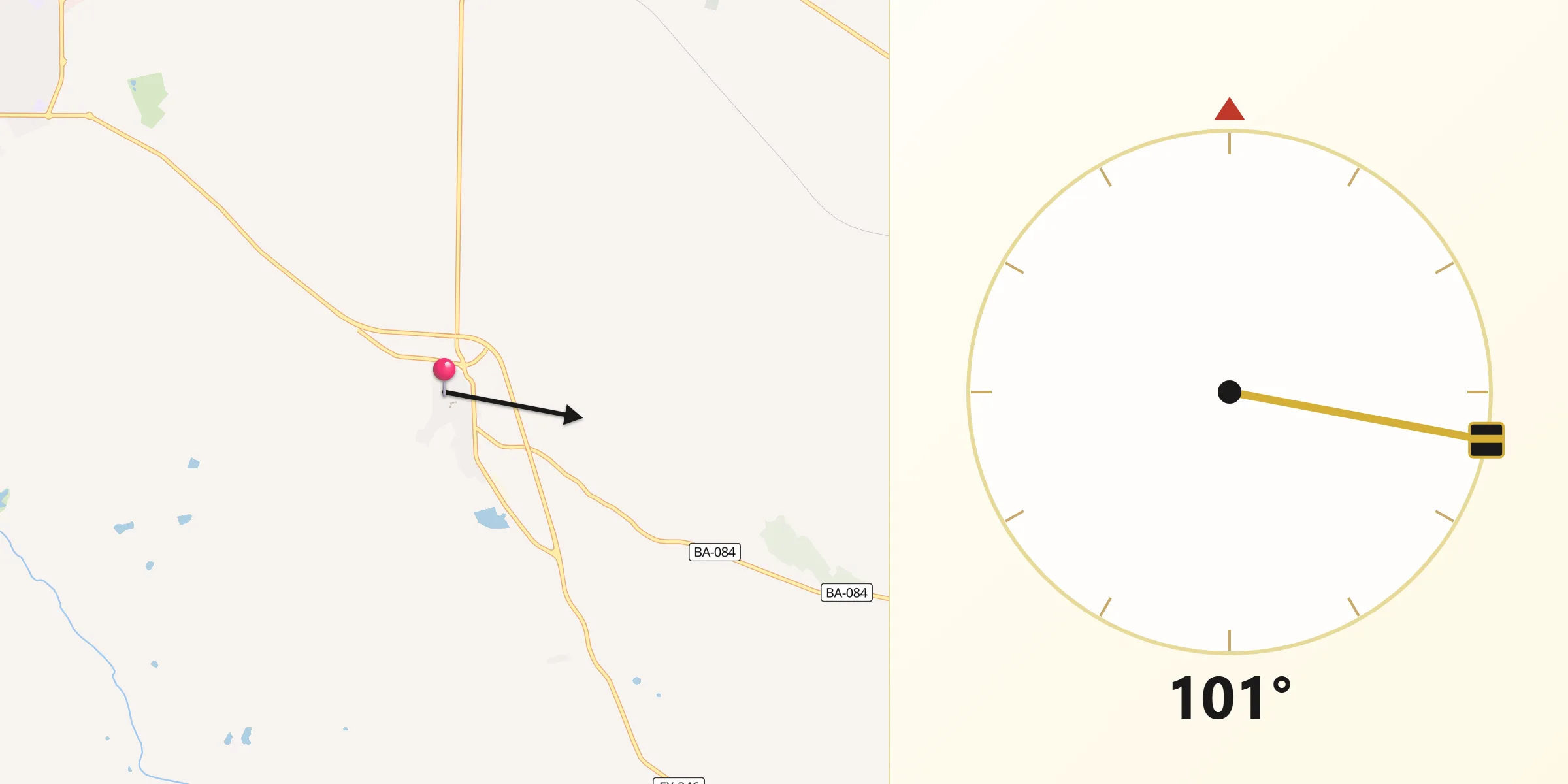 Dirección de la Qibla desde La Haba