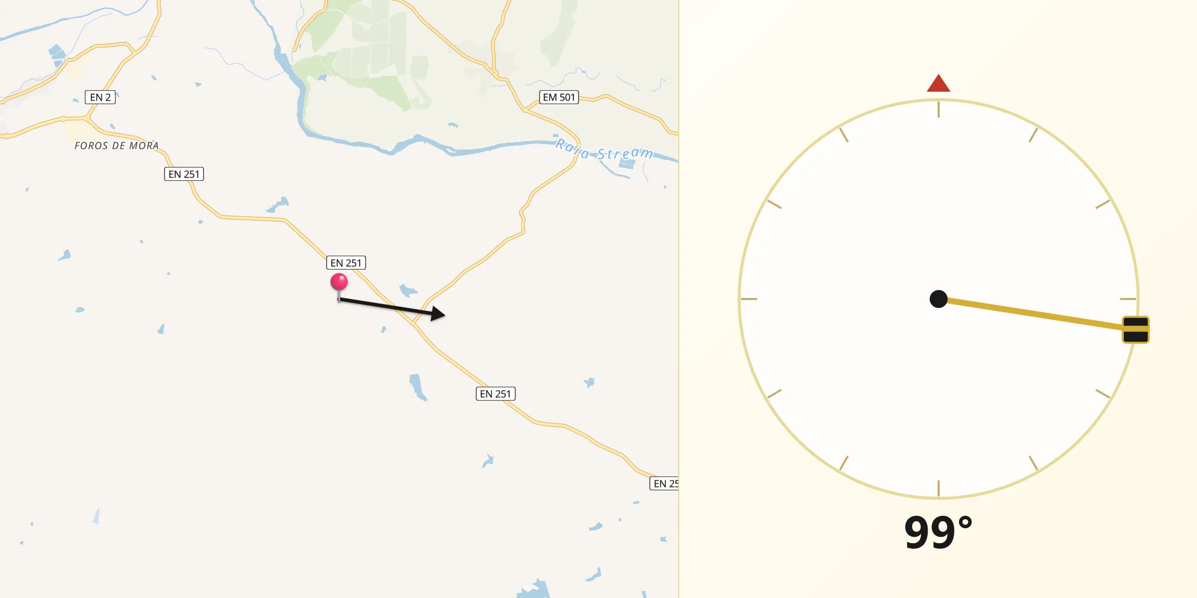 Direção da Qibla a partir de Mora