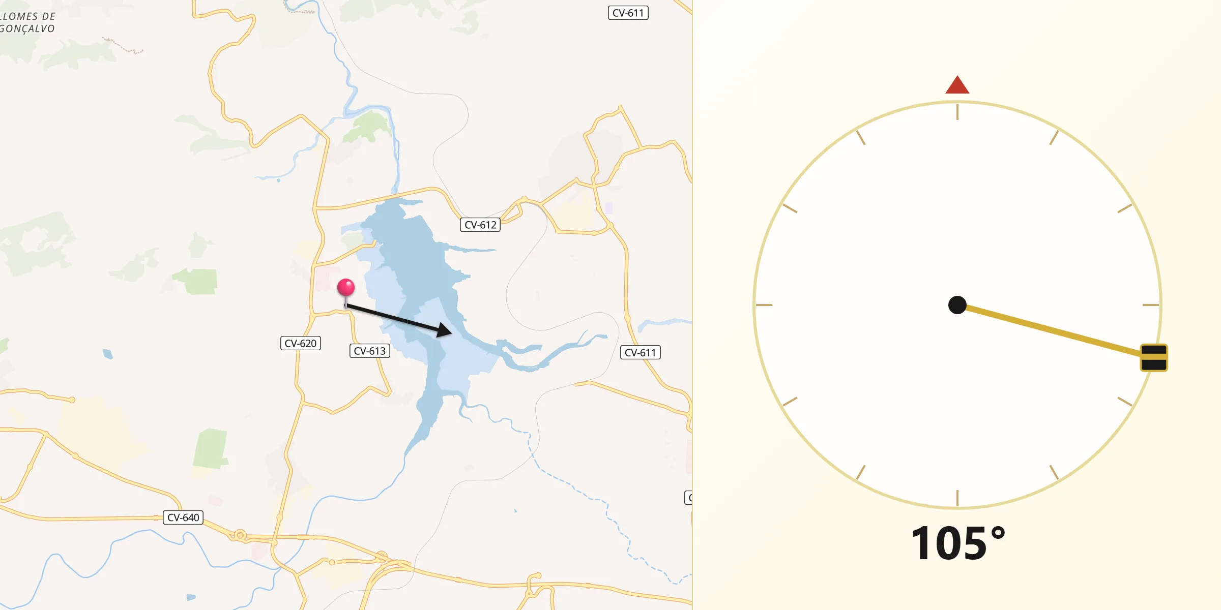 Dirección de la Qibla desde Guadasequies