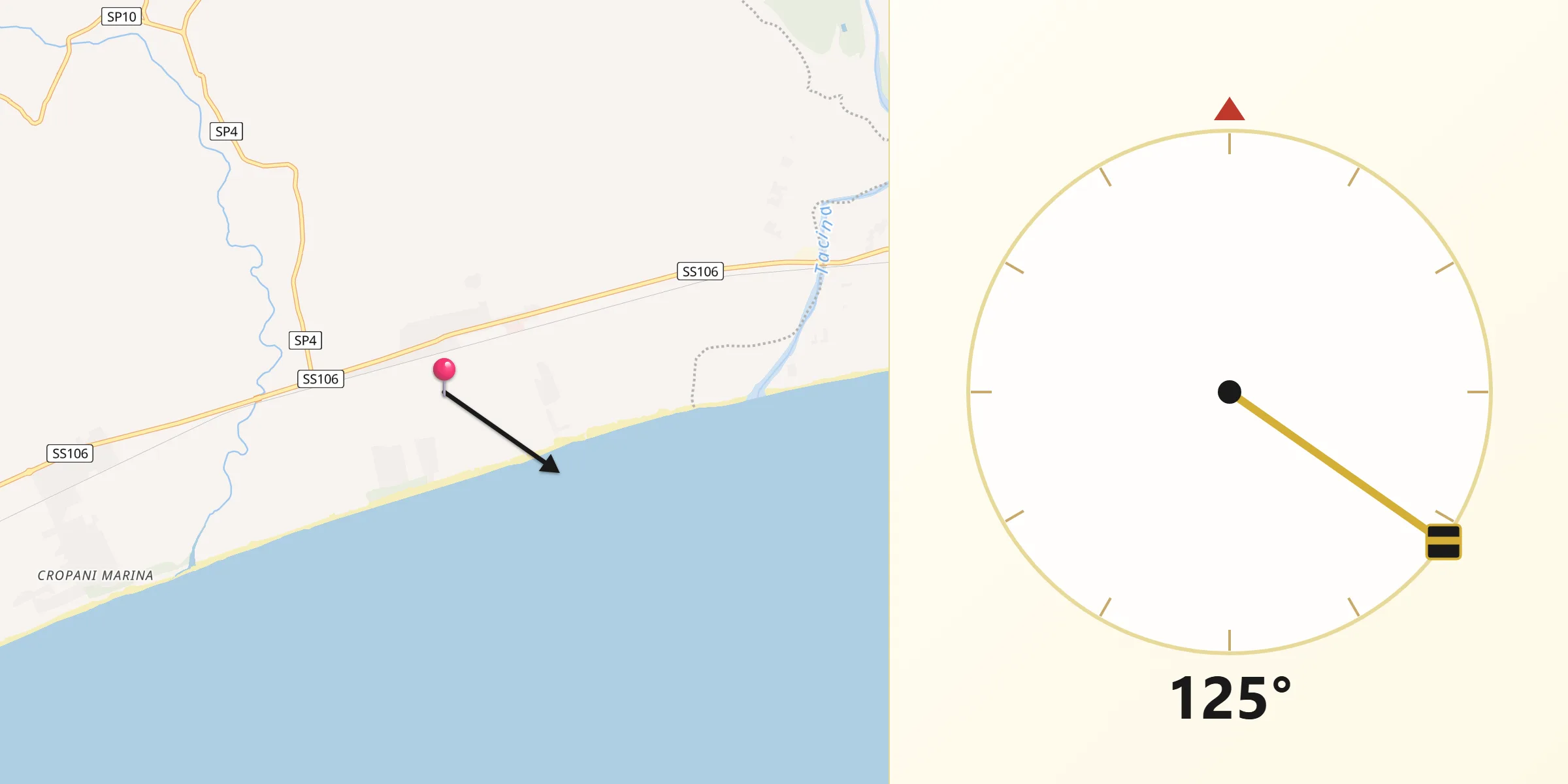 Direzione della Qibla da Botricello