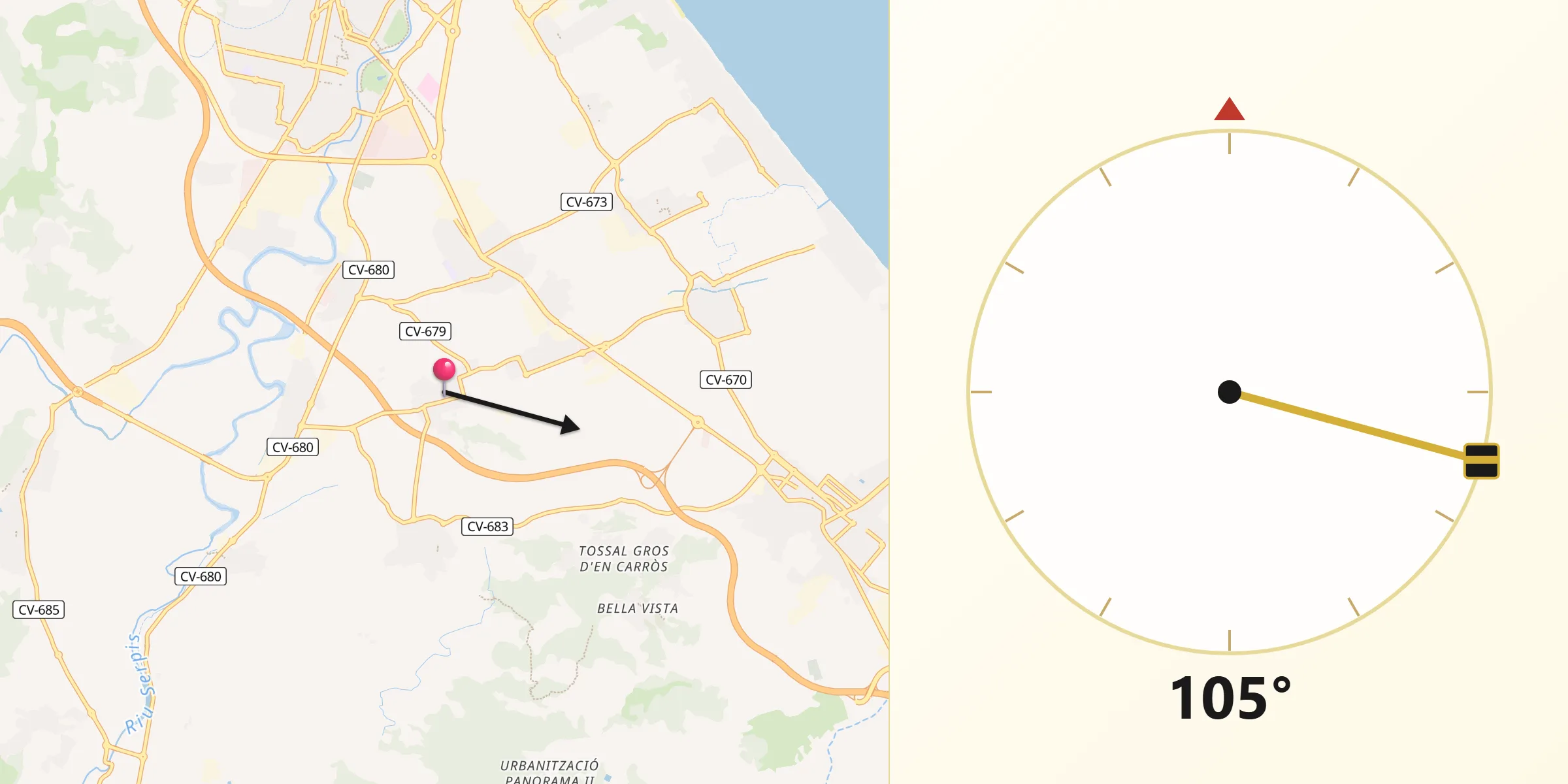 Dirección de la Qibla desde Rafelcofer