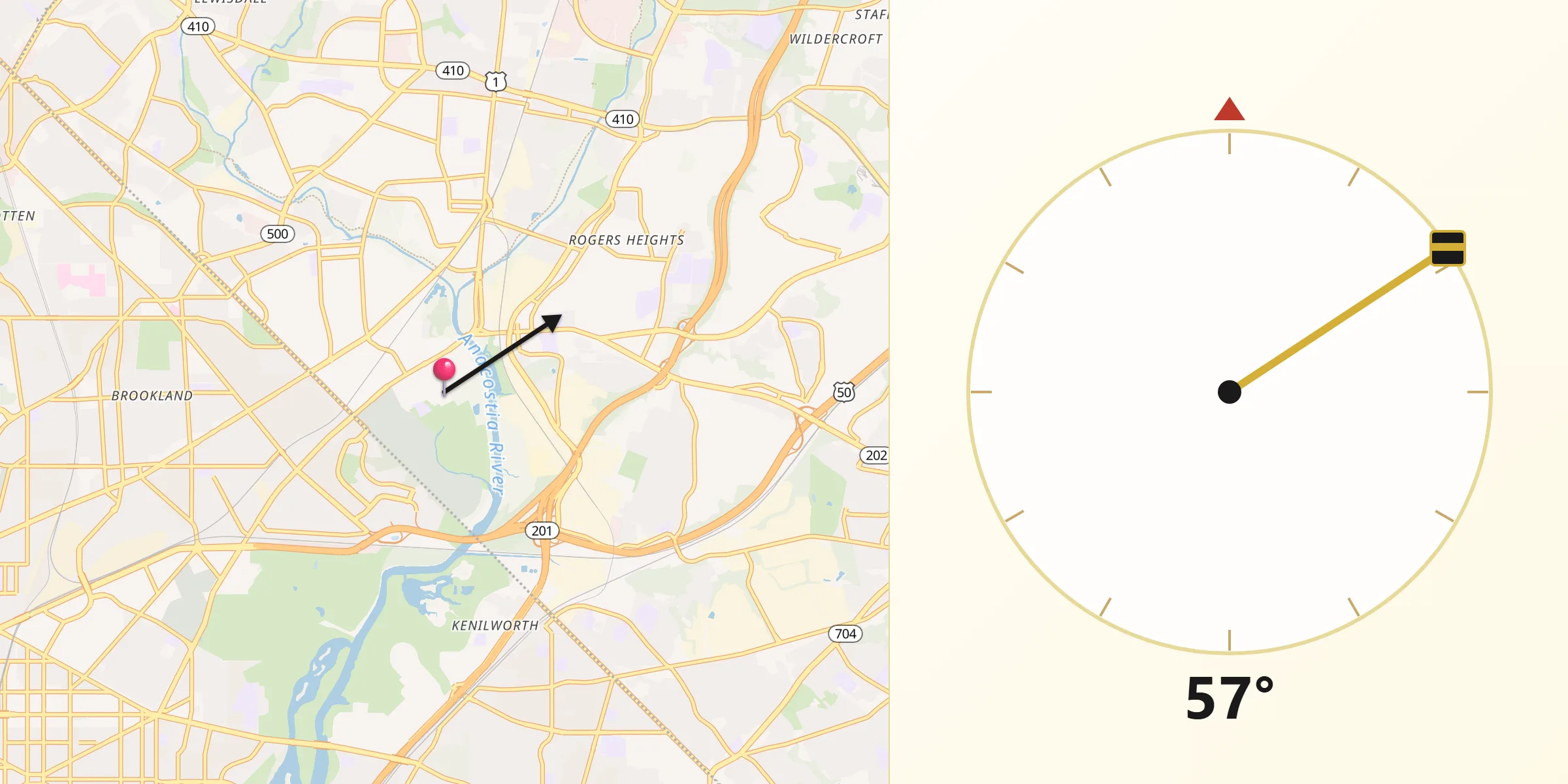 Qibla Direction from Colmar Manor