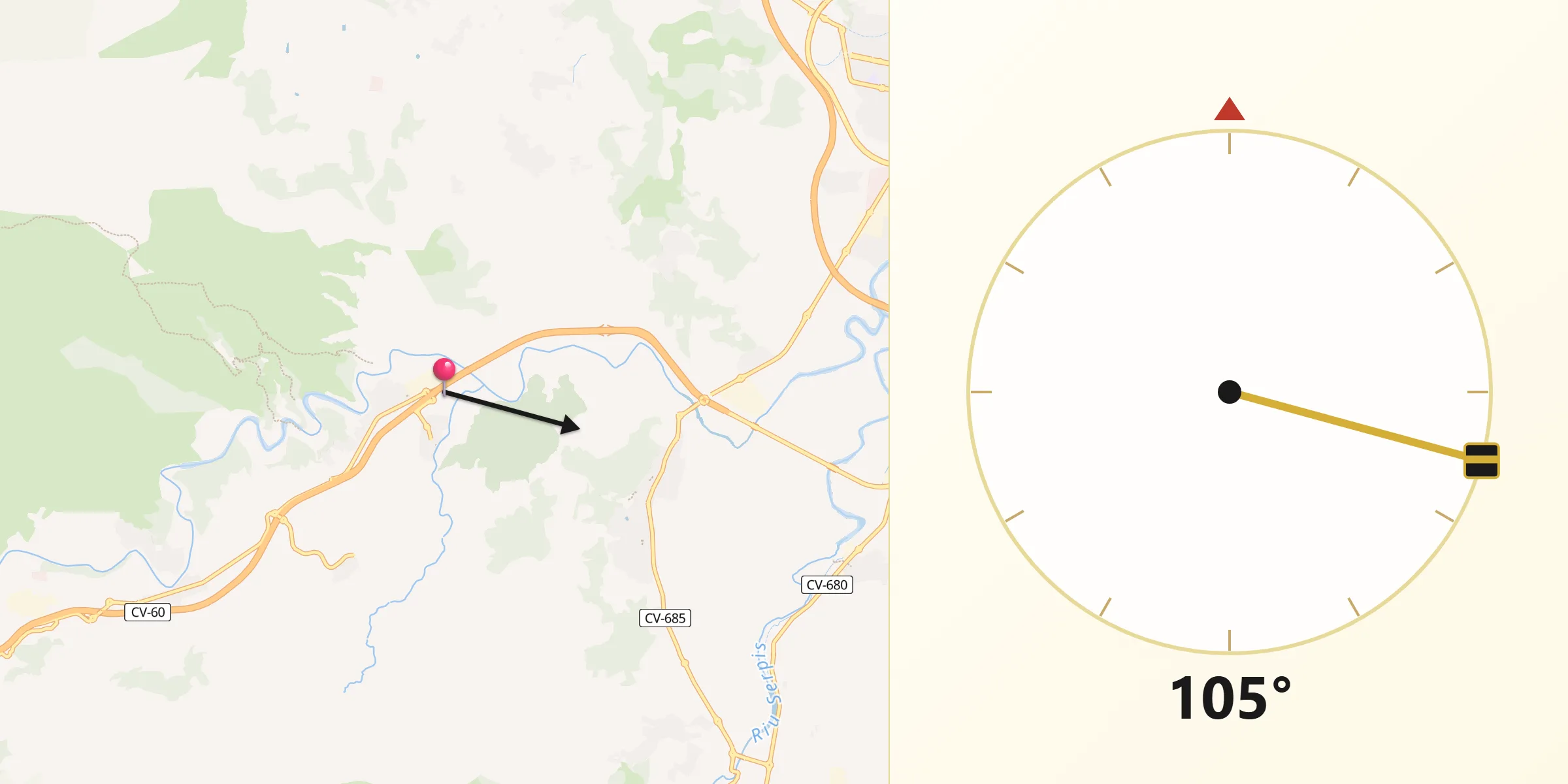 Dirección de la Qibla desde Alfauir