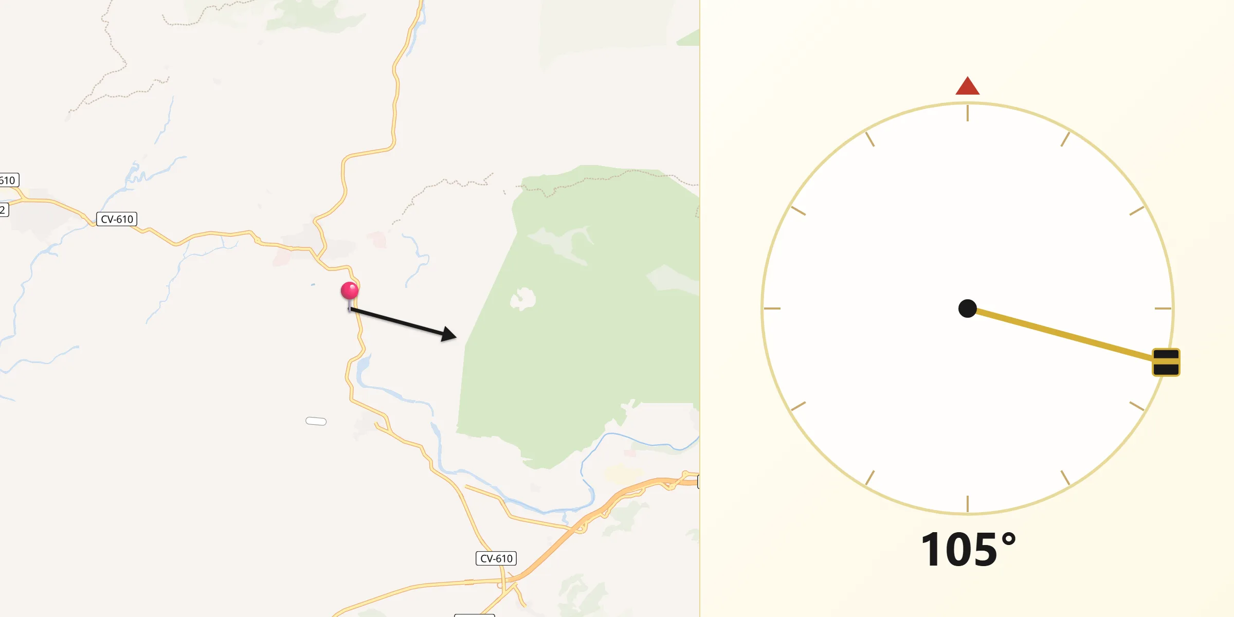 Dirección de la Qibla desde Llutxent