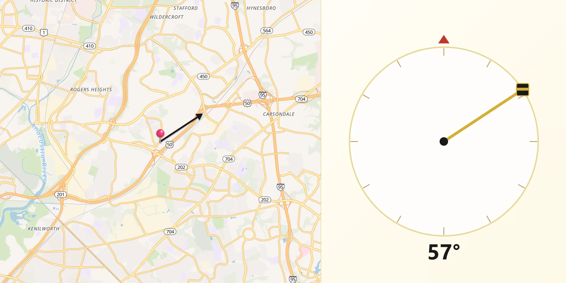 Qibla Direction from Landover