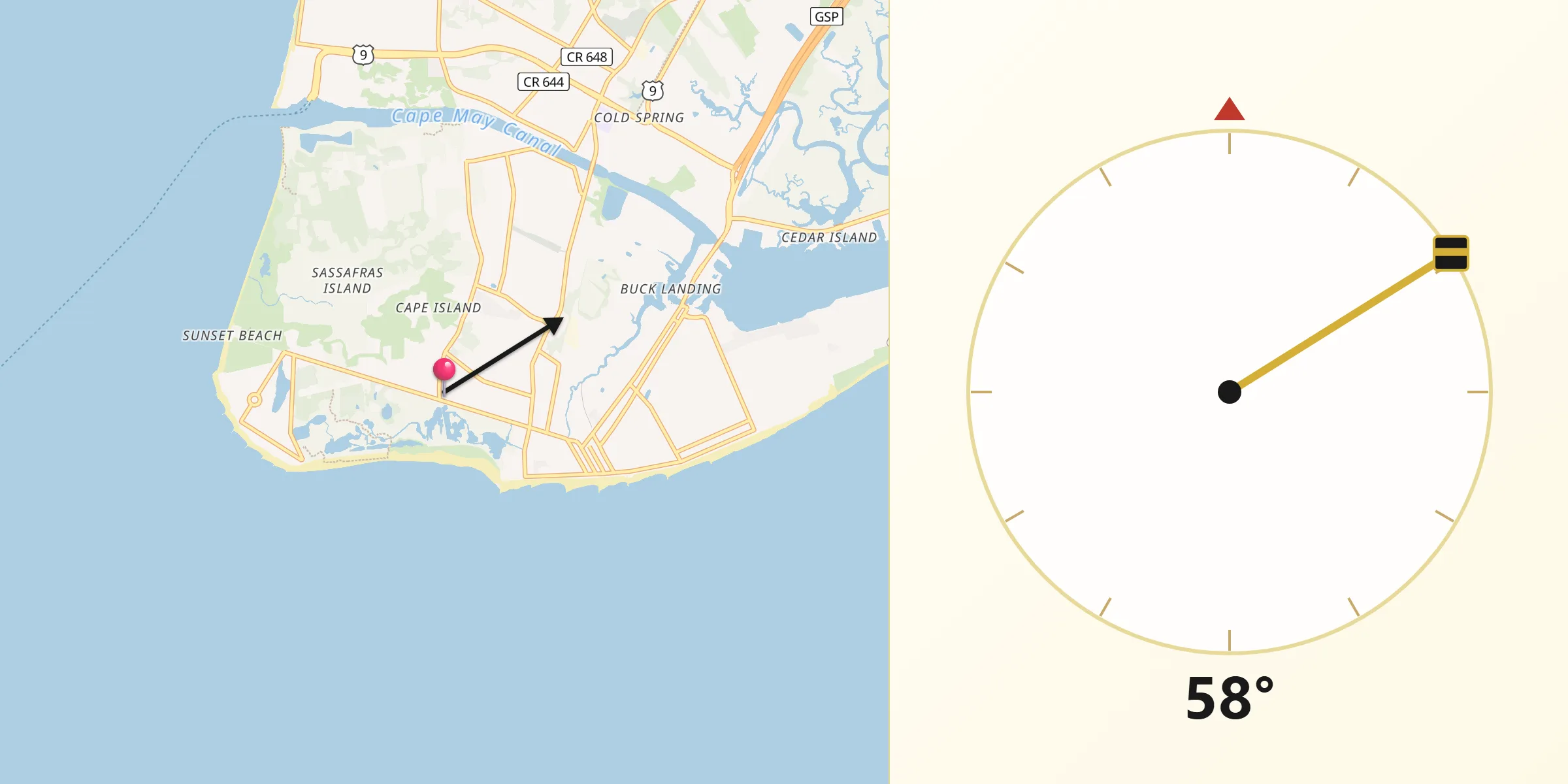 Qibla Direction from West Cape May