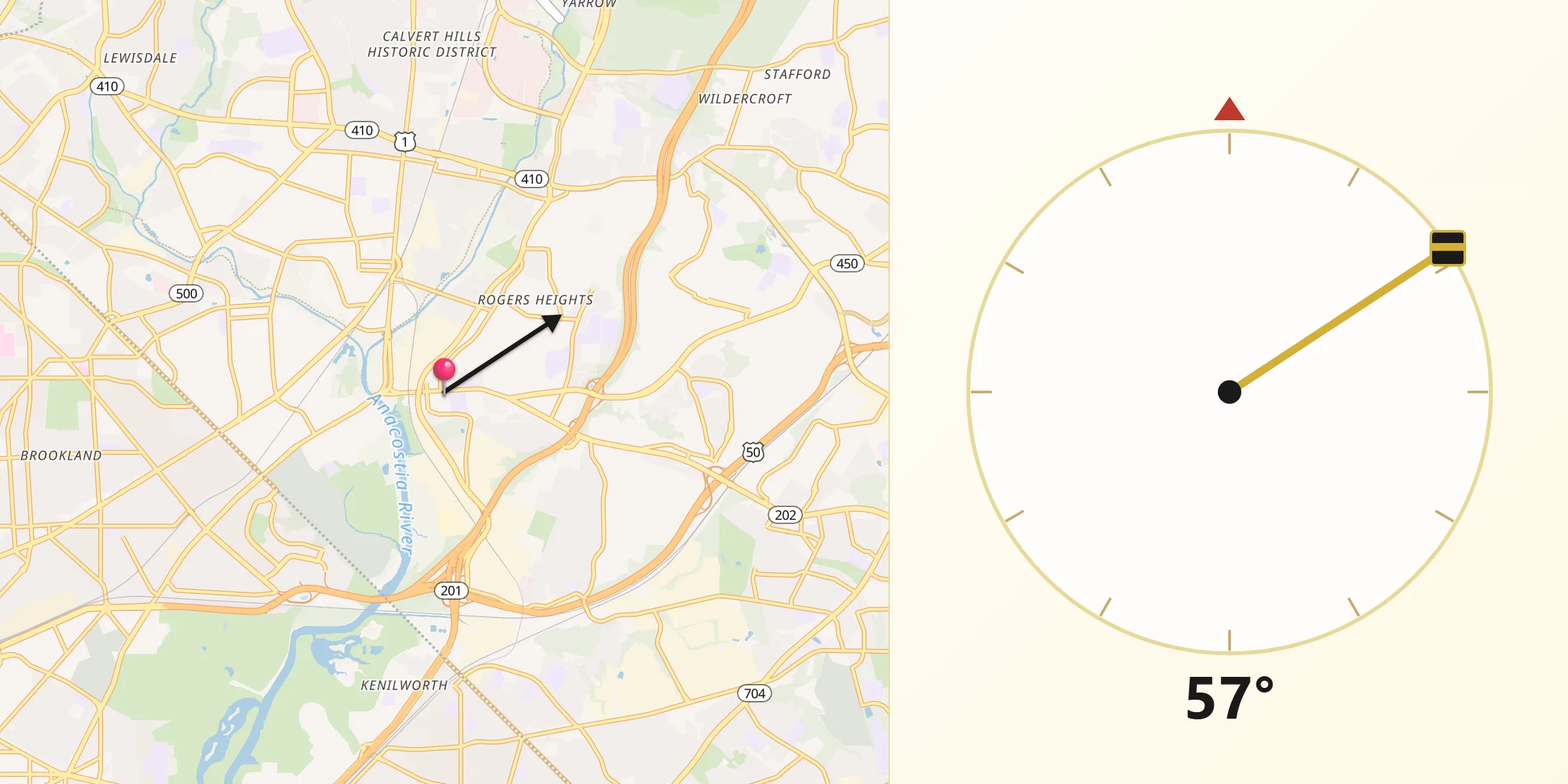 Qibla Direction from Bladensburg