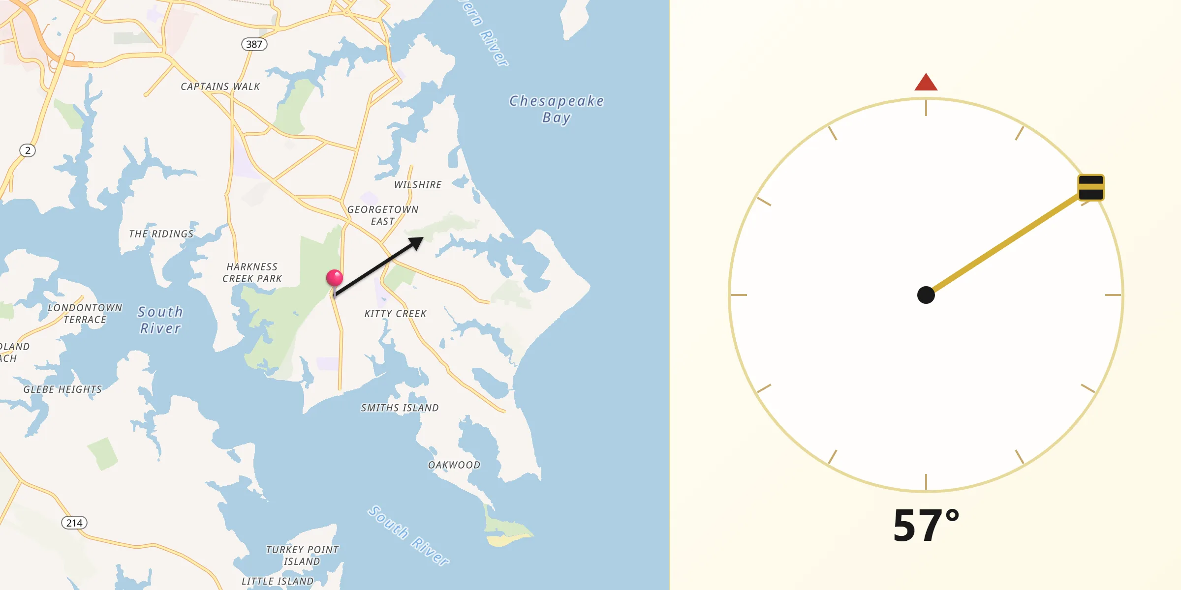 Qibla Direction from Hillsmere Shores