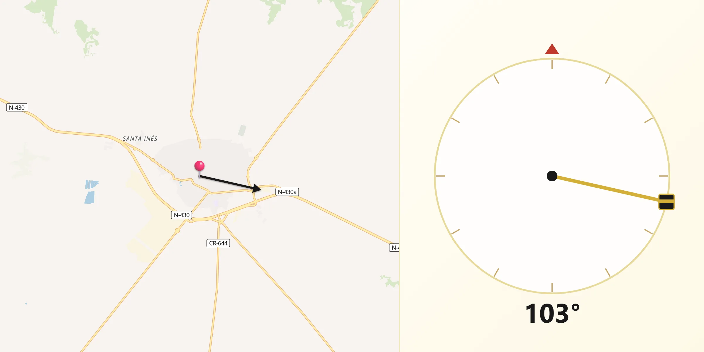 Dirección de la Qibla desde La Solana