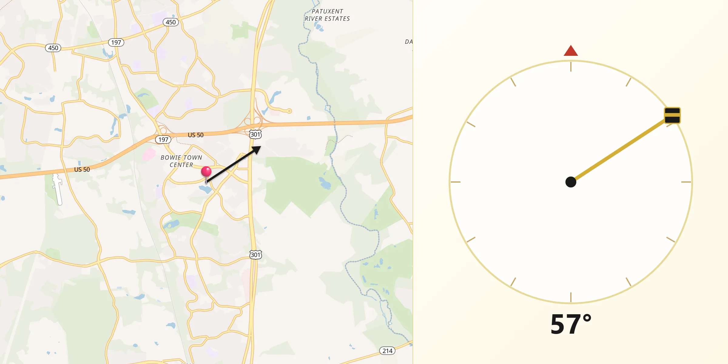 Qibla Direction from Bowie