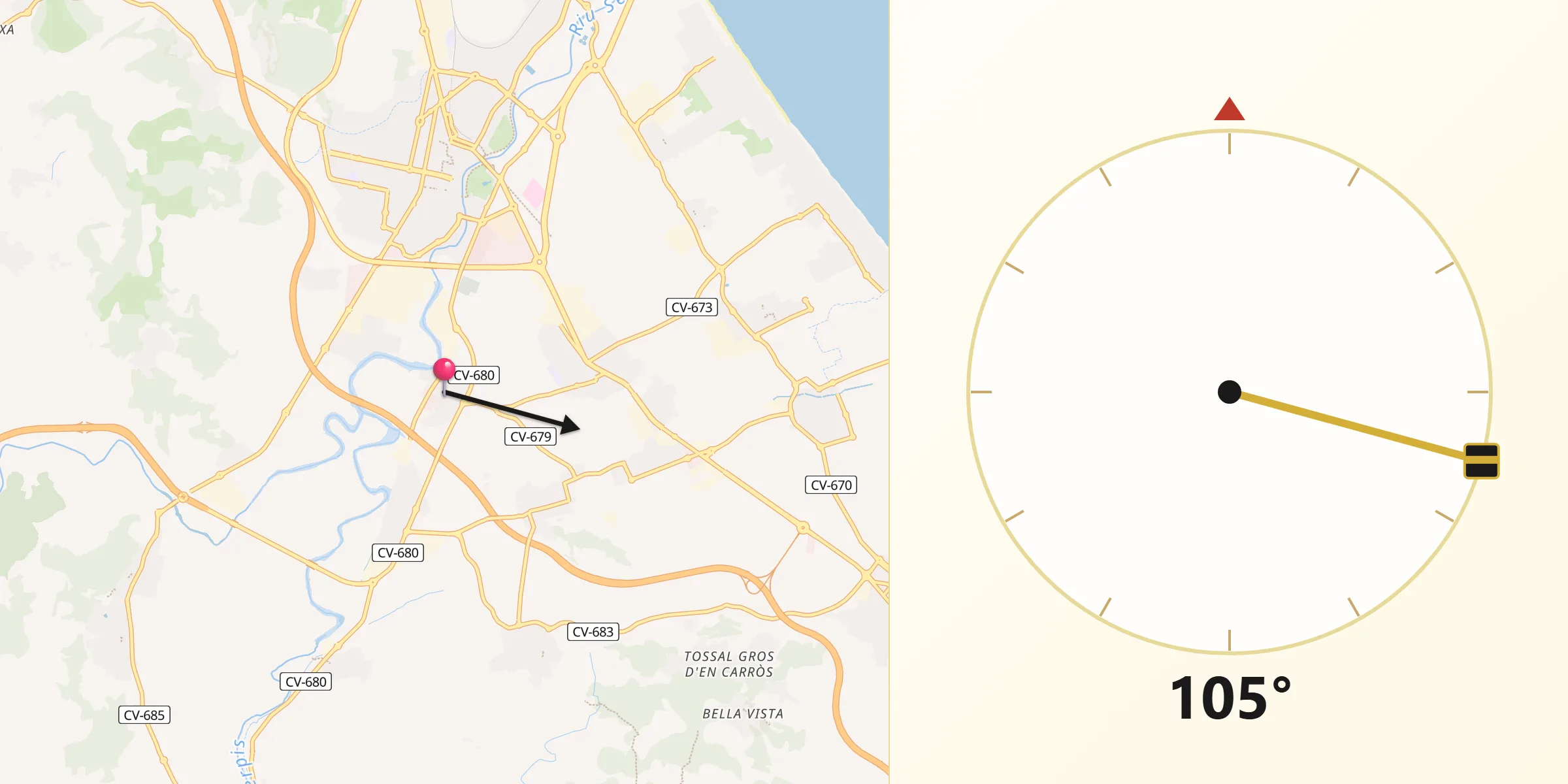 Dirección de la Qibla desde Almoines