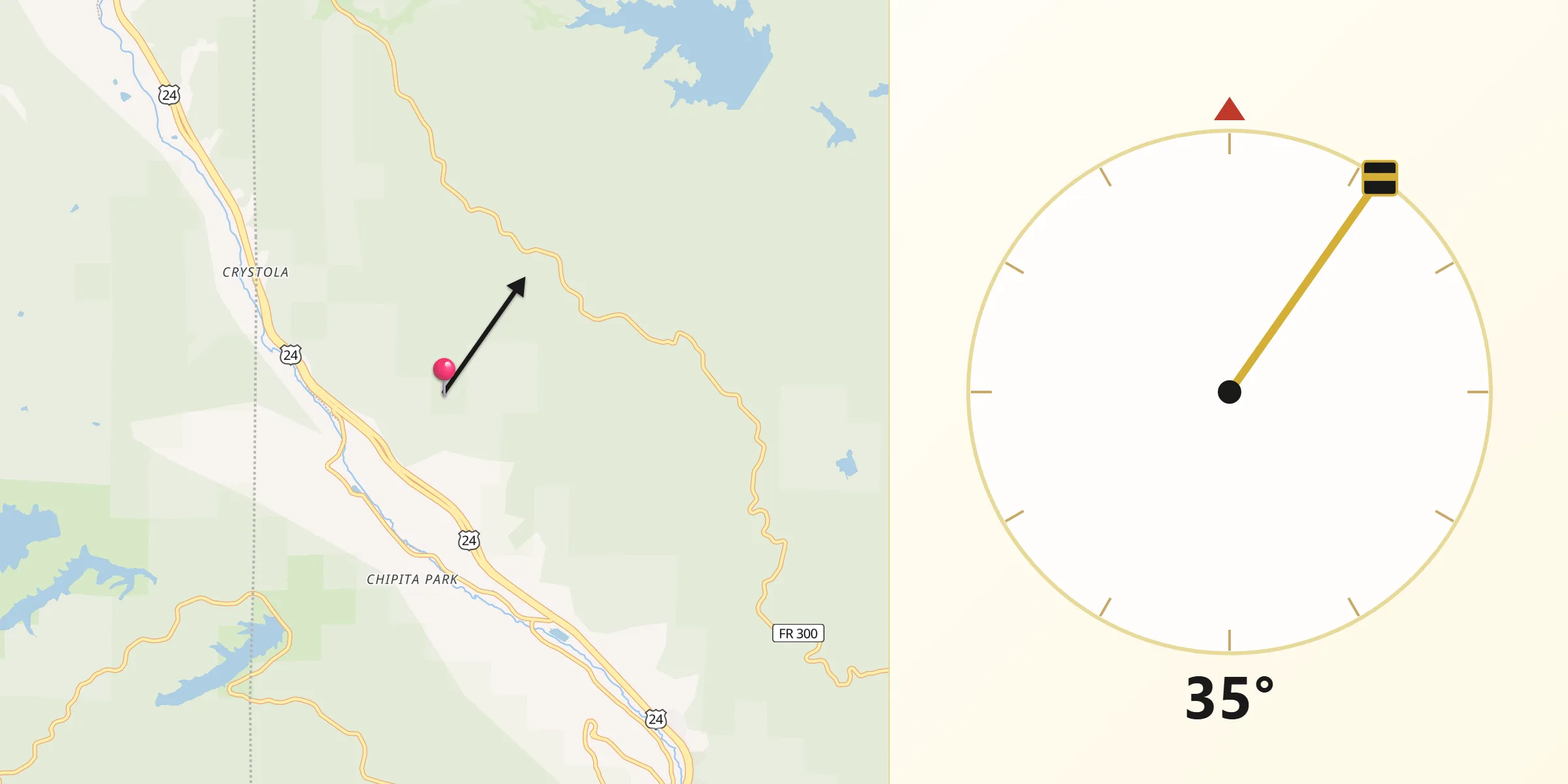 Qibla Direction from Cascade-Chipita Park