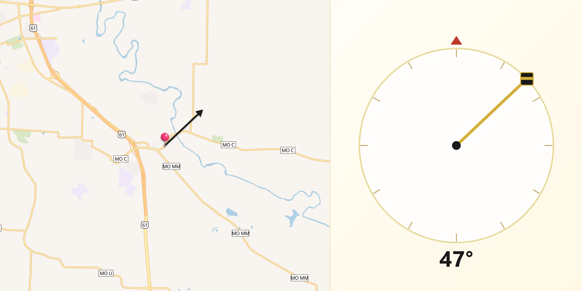 Qibla Direction from Moscow Mills