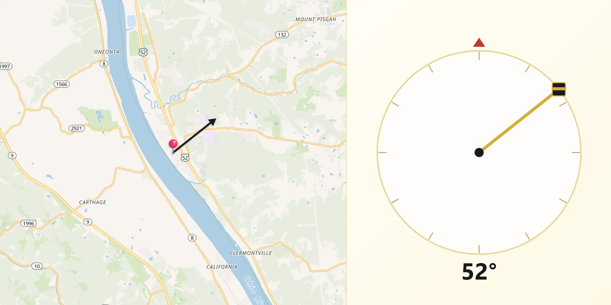 Qibla Direction from New Richmond