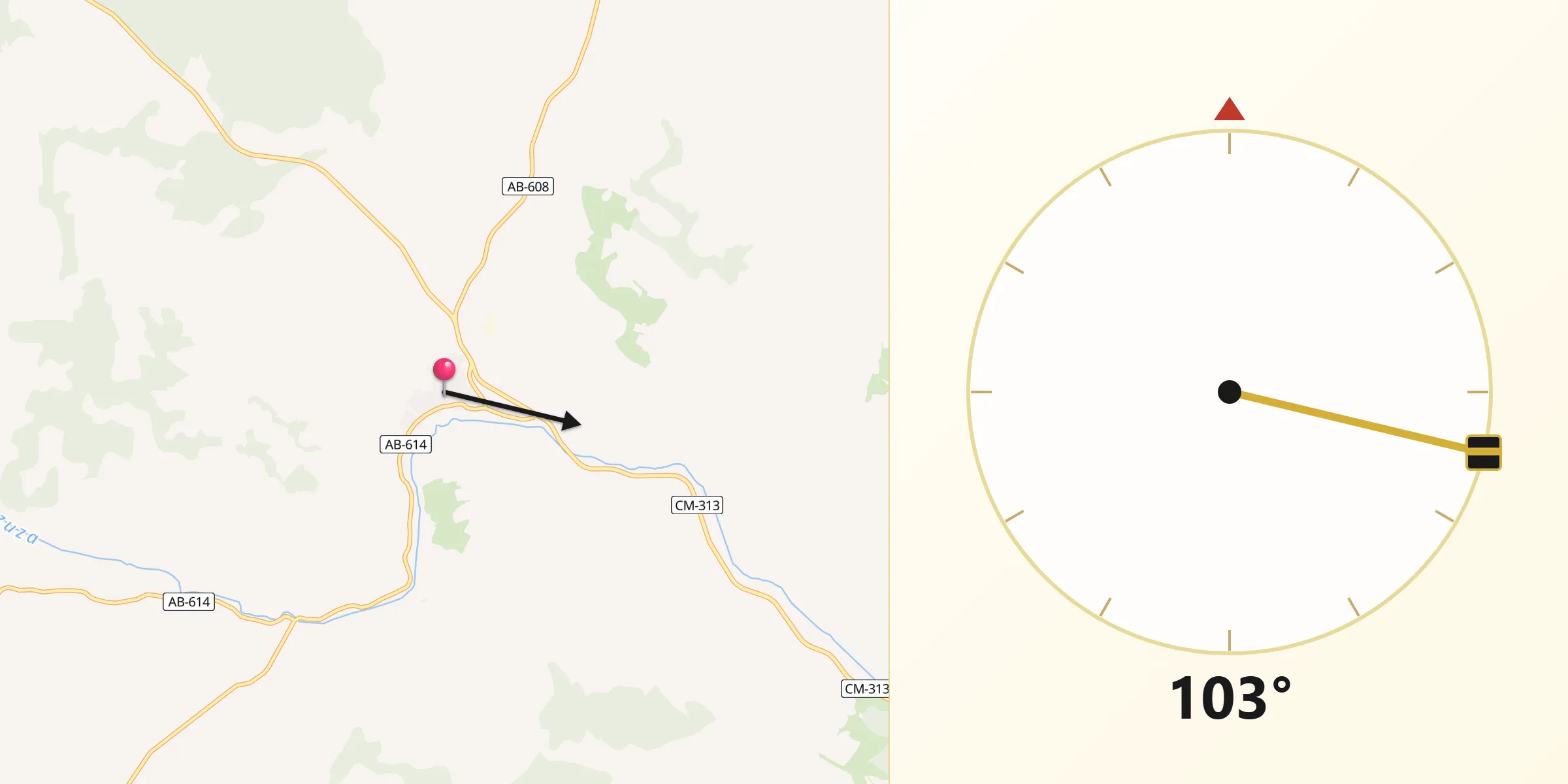 Dirección de la Qibla desde Lezuza