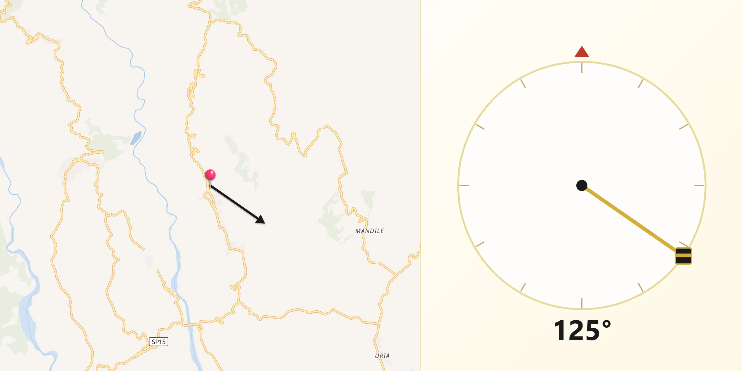 Direzione della Qibla da Soveria Simeri