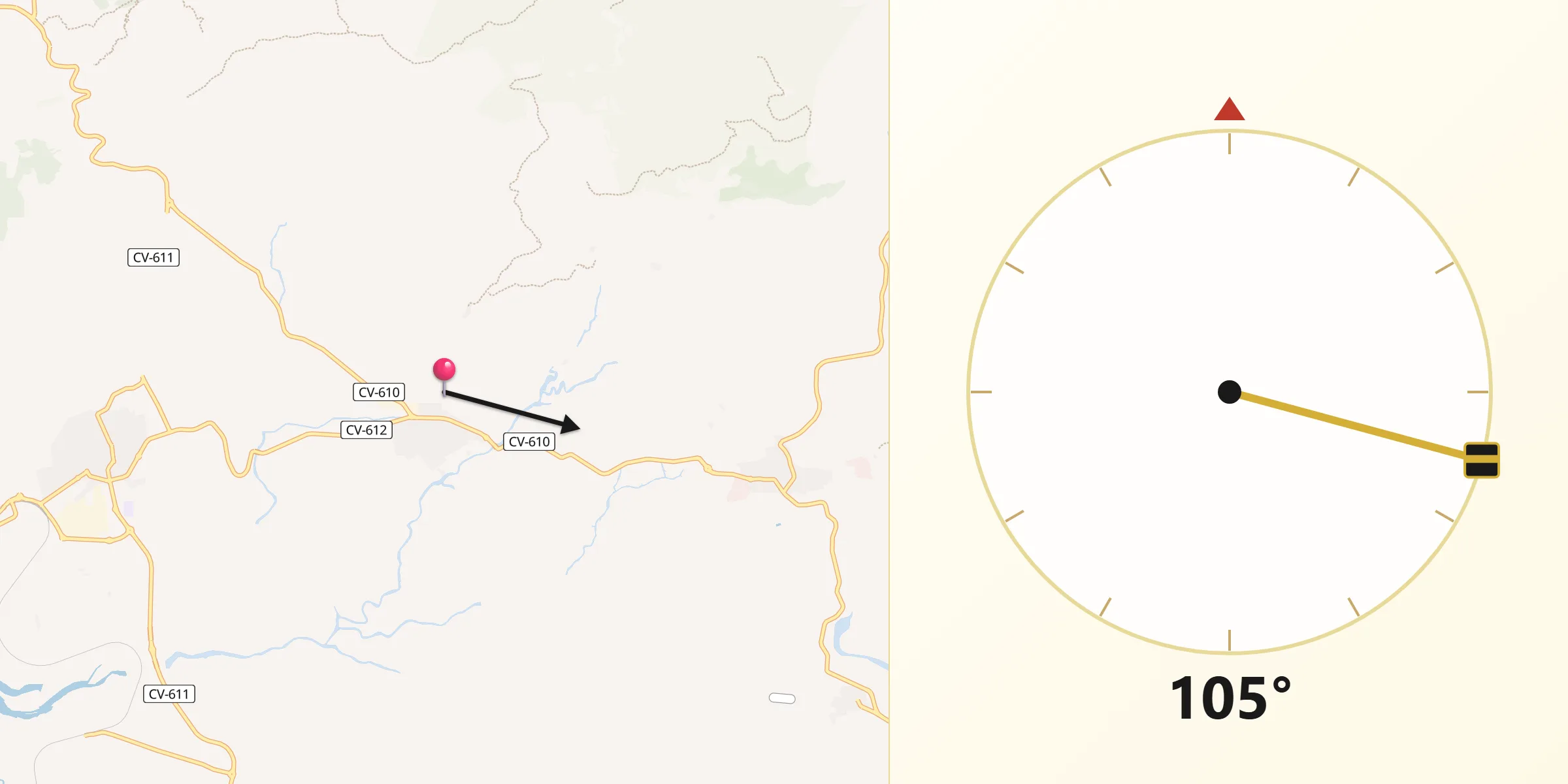 Dirección de la Qibla desde Quatretonda