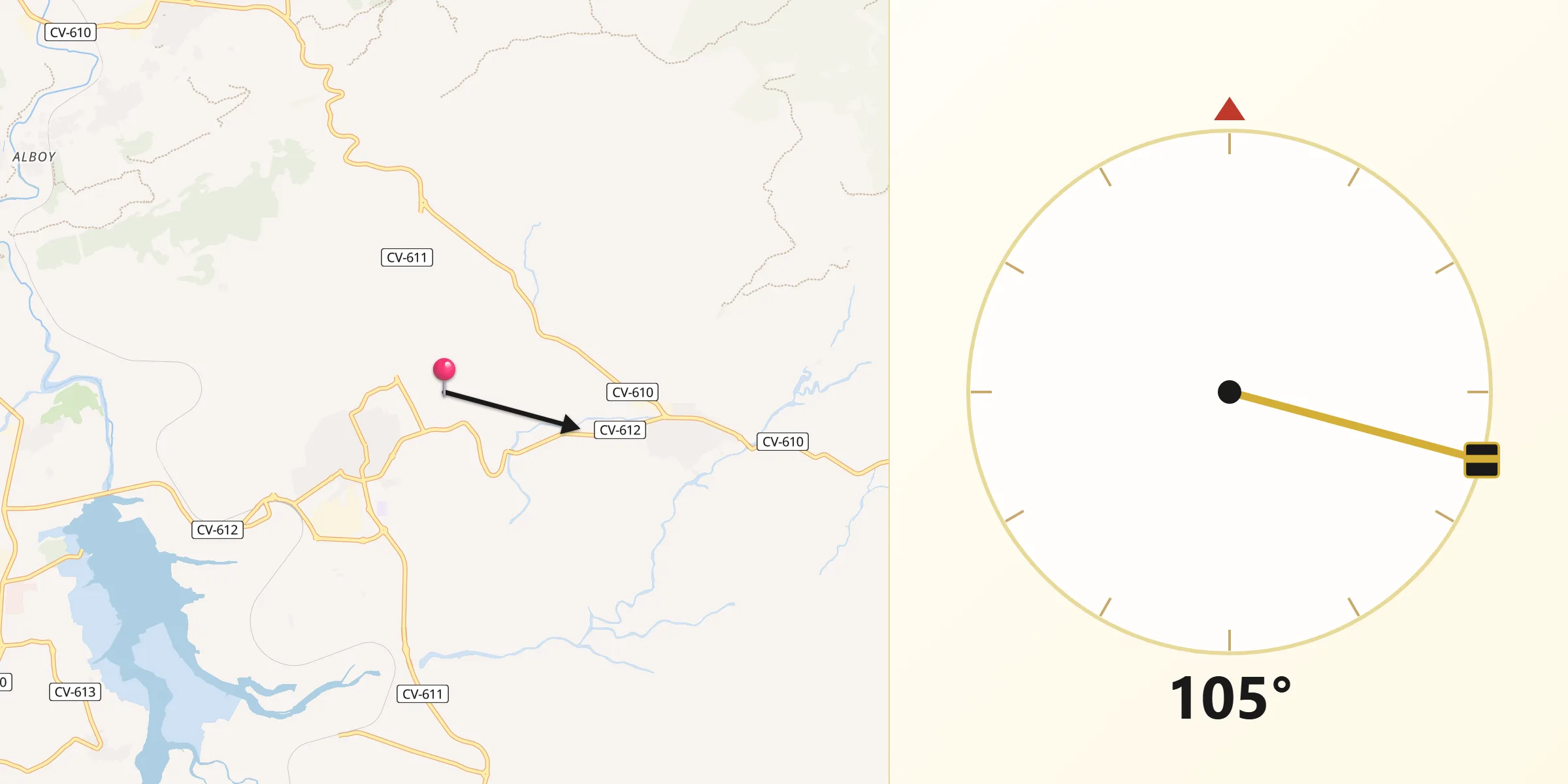 Dirección de la Qibla desde Benigànim