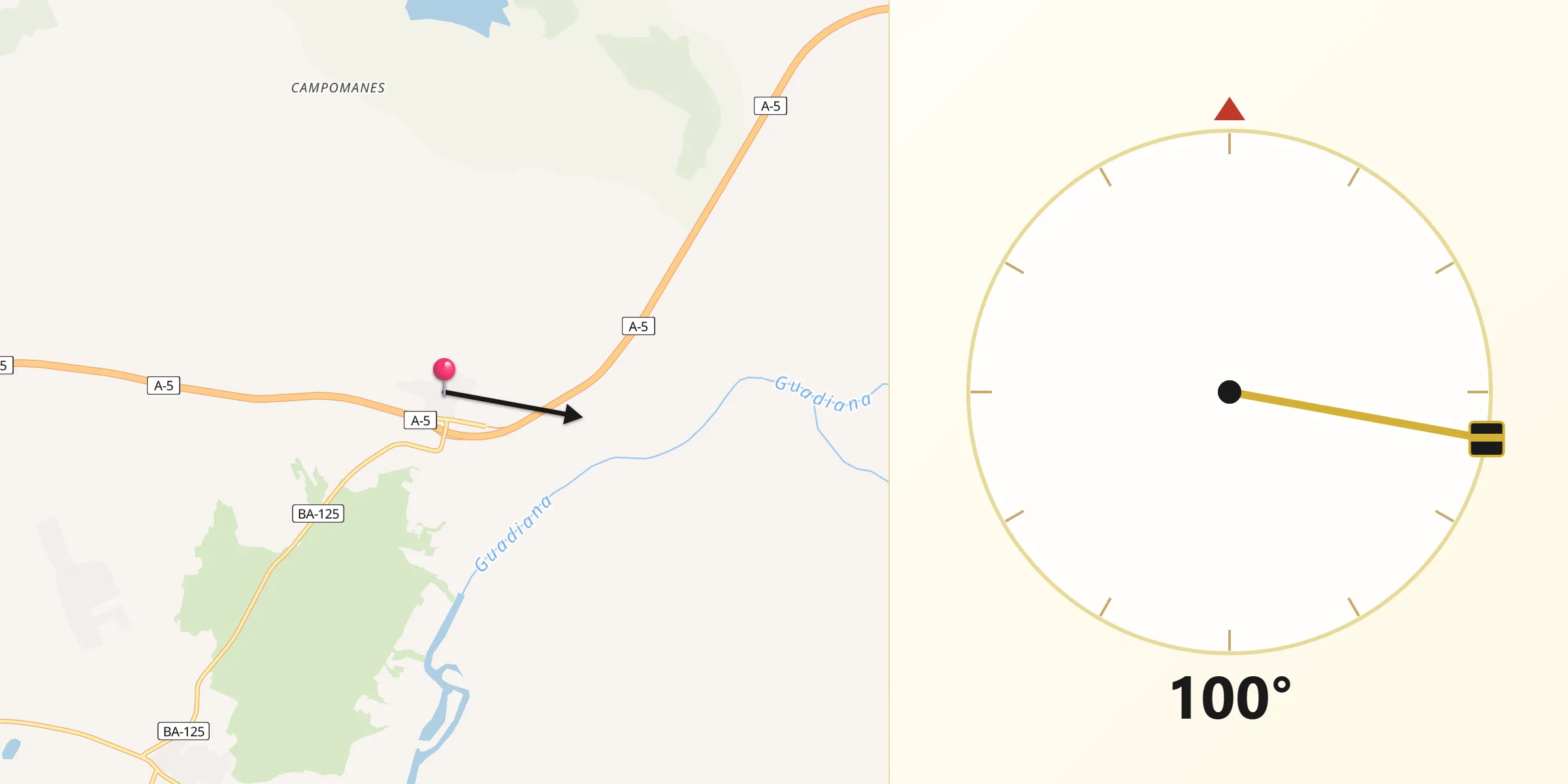 Dirección de la Qibla desde San Pedro de Mérida