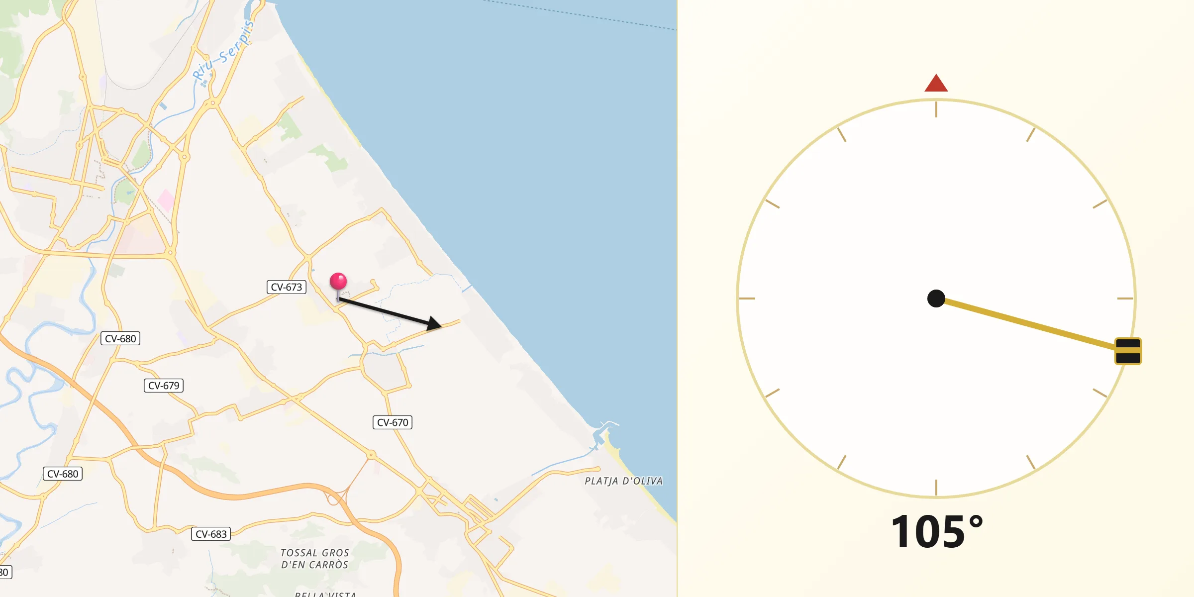 Dirección de la Qibla desde Miramar