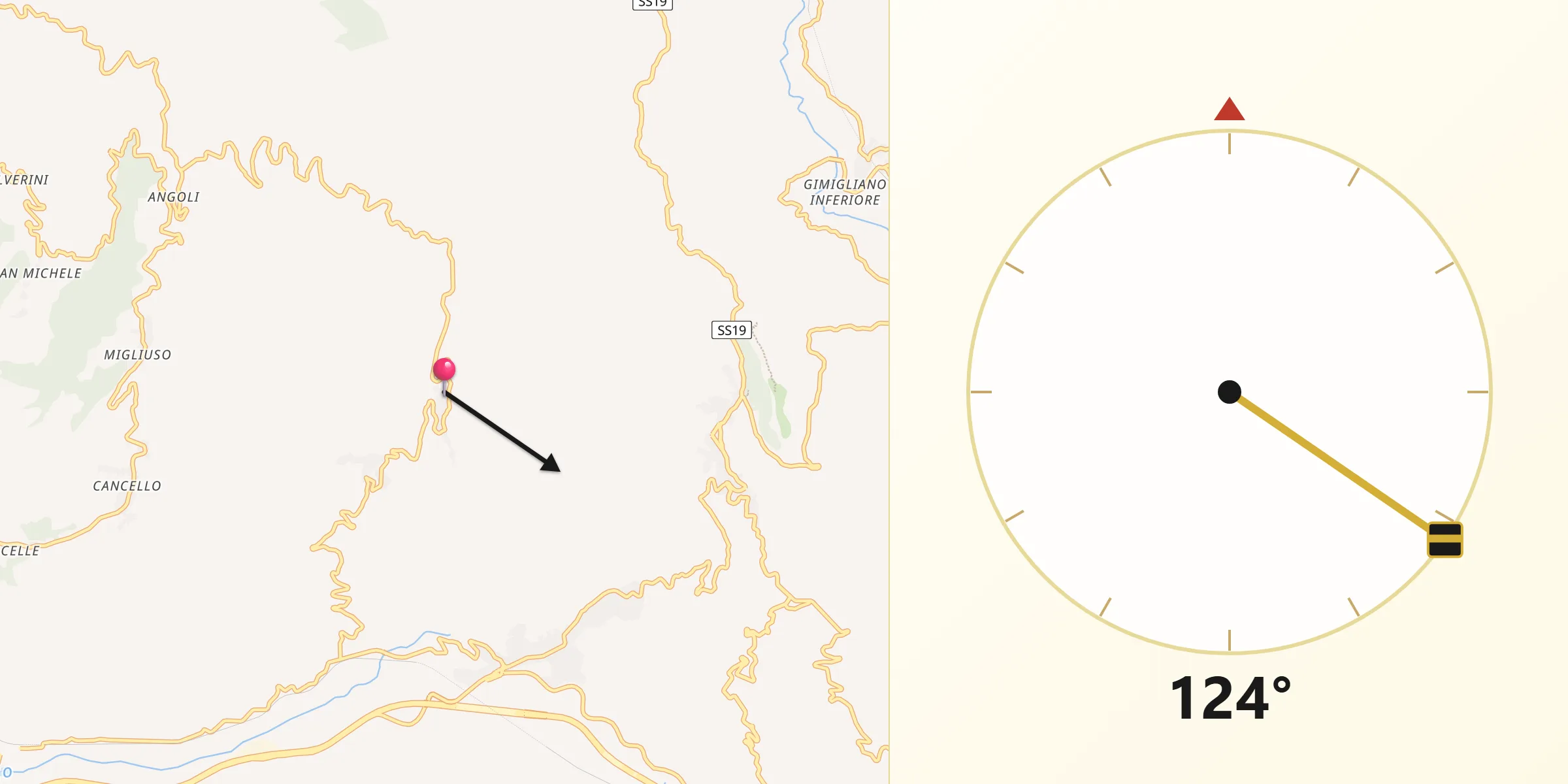 Direzione della Qibla da Miglierina