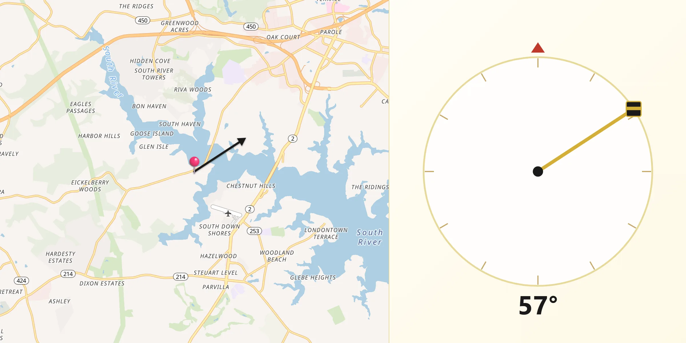 Qibla Direction from Riva